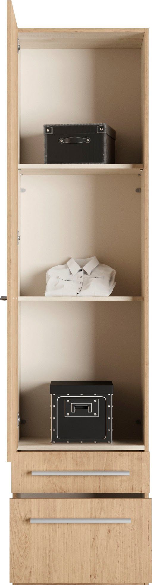 priess Kleiderschrank Schrank Garderobe Wäscheschrank Barcelona in 5 Breiten viel Stauraum, geräumige Schubkästen, mit Spiegel, MADE IN GERMANY – Bild 5 von 5