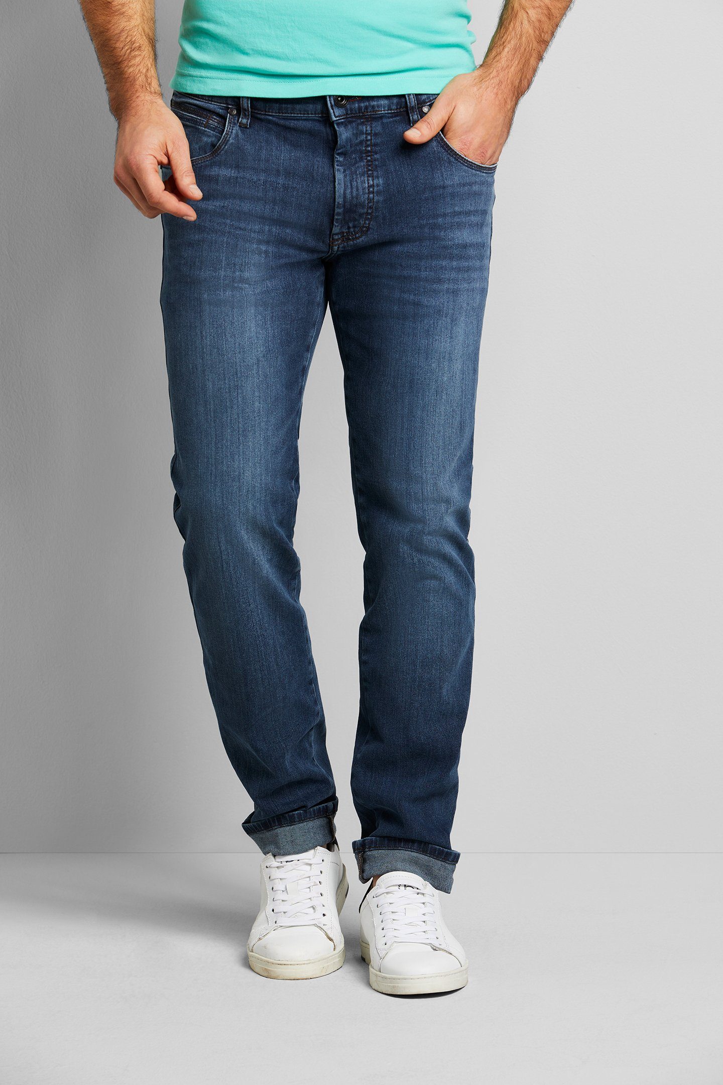 mittelblau 5-Pocket-Jeans stone bugatti mit Stretch Power