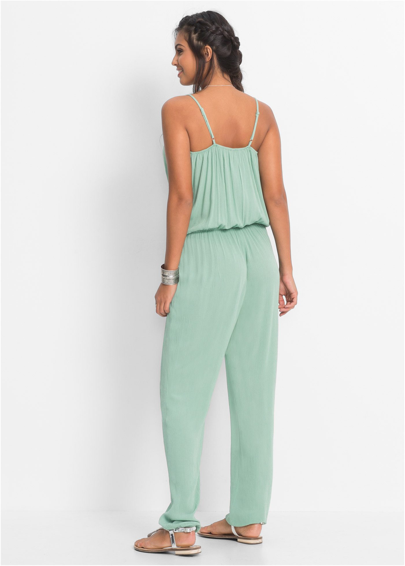 bonprix Jumpsuit aus strukturierter Viskose, seitliche Eingrifftaschen günstig online kaufen