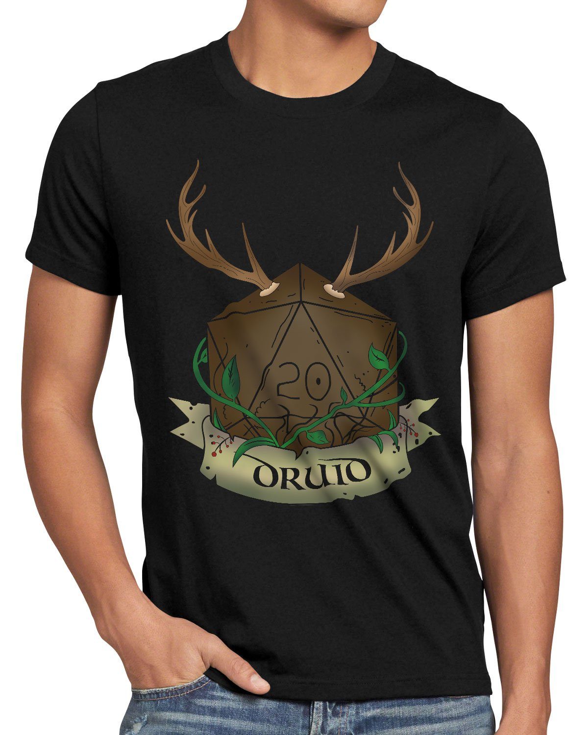 dragons tabletop dungeon Herren Würfel T-Shirt Druid style3 Print-Shirt d20