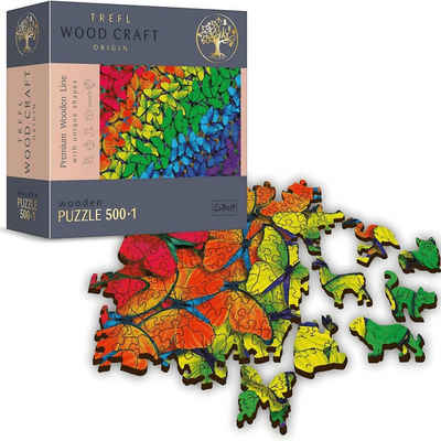 Trefl Puzzle »Regenbogen Schmetterlinge, Holz Puzzle 500+1 WoodCraft«, 501 Puzzleteile, Made in EU