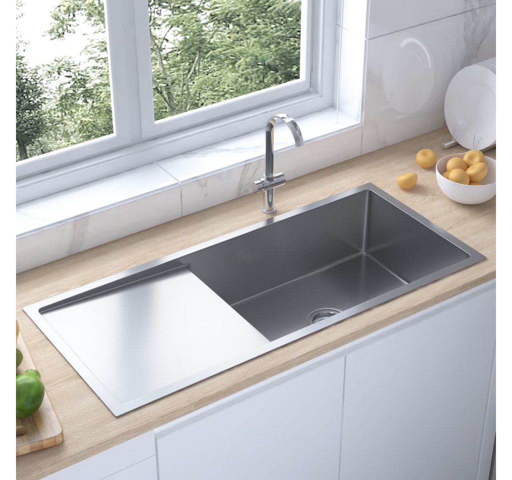 Thumbnail - vidaXL Küchenspüle Küche Spülbecken Massive Einbauspüle Edelstahl, 100/44 cm