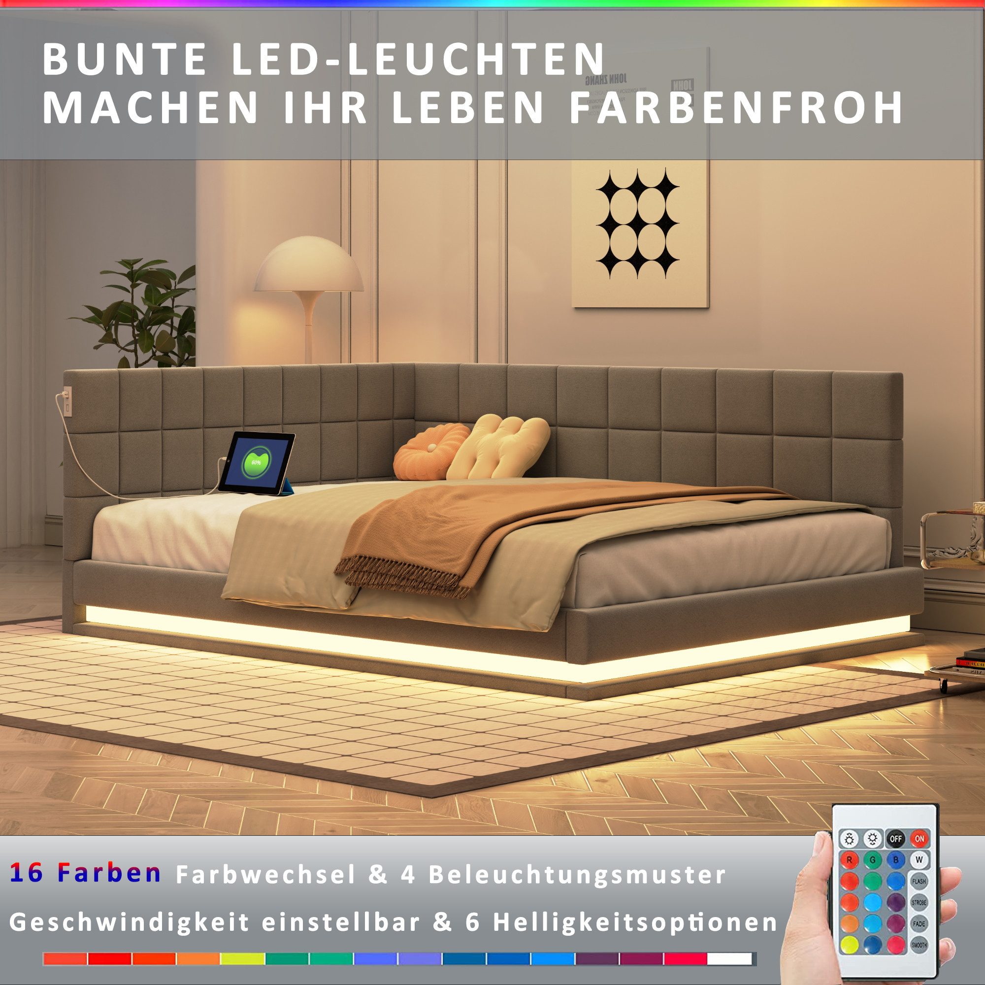 HAUSS SPOLE Schlafsofa 140x200cm mit LED günstig online kaufen