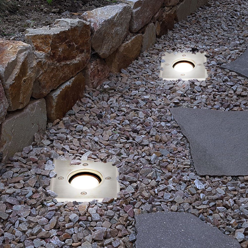etc-shop LED Einbaustrahler, 2er Einbau Außen inklusive, Set Leuchtmittel Spot Warmweiß, Leuchten Lampen LED Boden