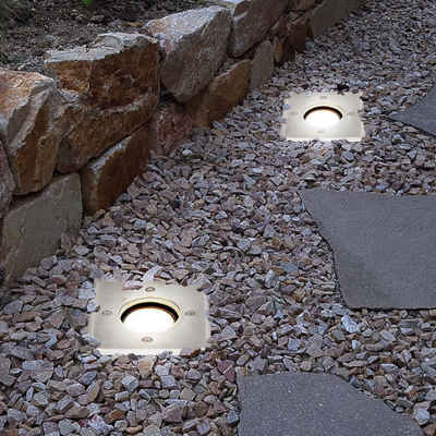 etc-shop LED Einbaustrahler, Leuchtmittel inklusive, Warmweiß, 2er Set LED Außen Leuchten Boden Einbau Spot Lampen