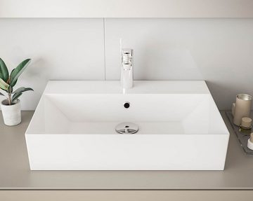 einfachgutemoebel Aufsatzwaschbecken Aufsatz-Waschbecken Bath-O-Line 60 x 42cm, Keramik, weiß