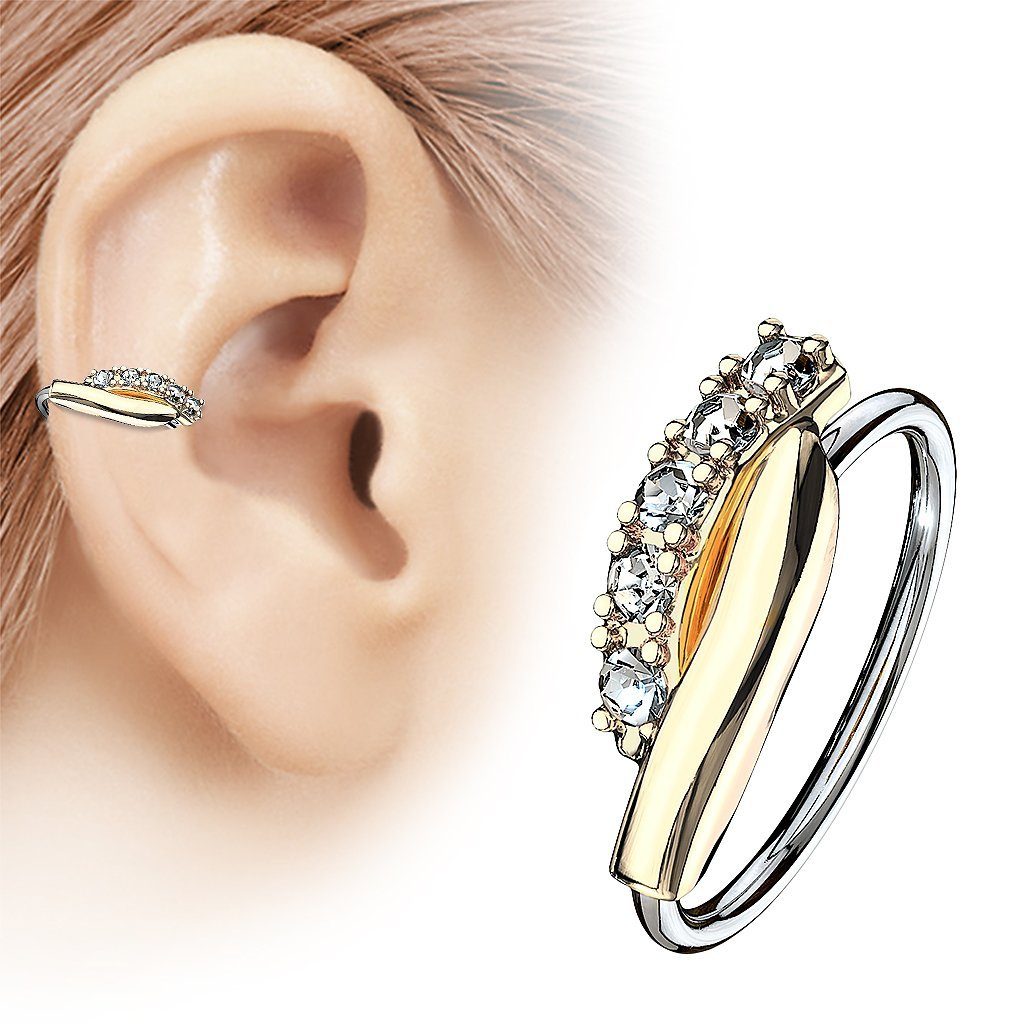 Taffstyle Nasenpiercing Helix Tragus Ohr Piercing Biegbar filigraner Ring mit Kristallen, Ring Zirkonia Glitzer Kristallen Septum Nase Lippe Nasenring Knorpel