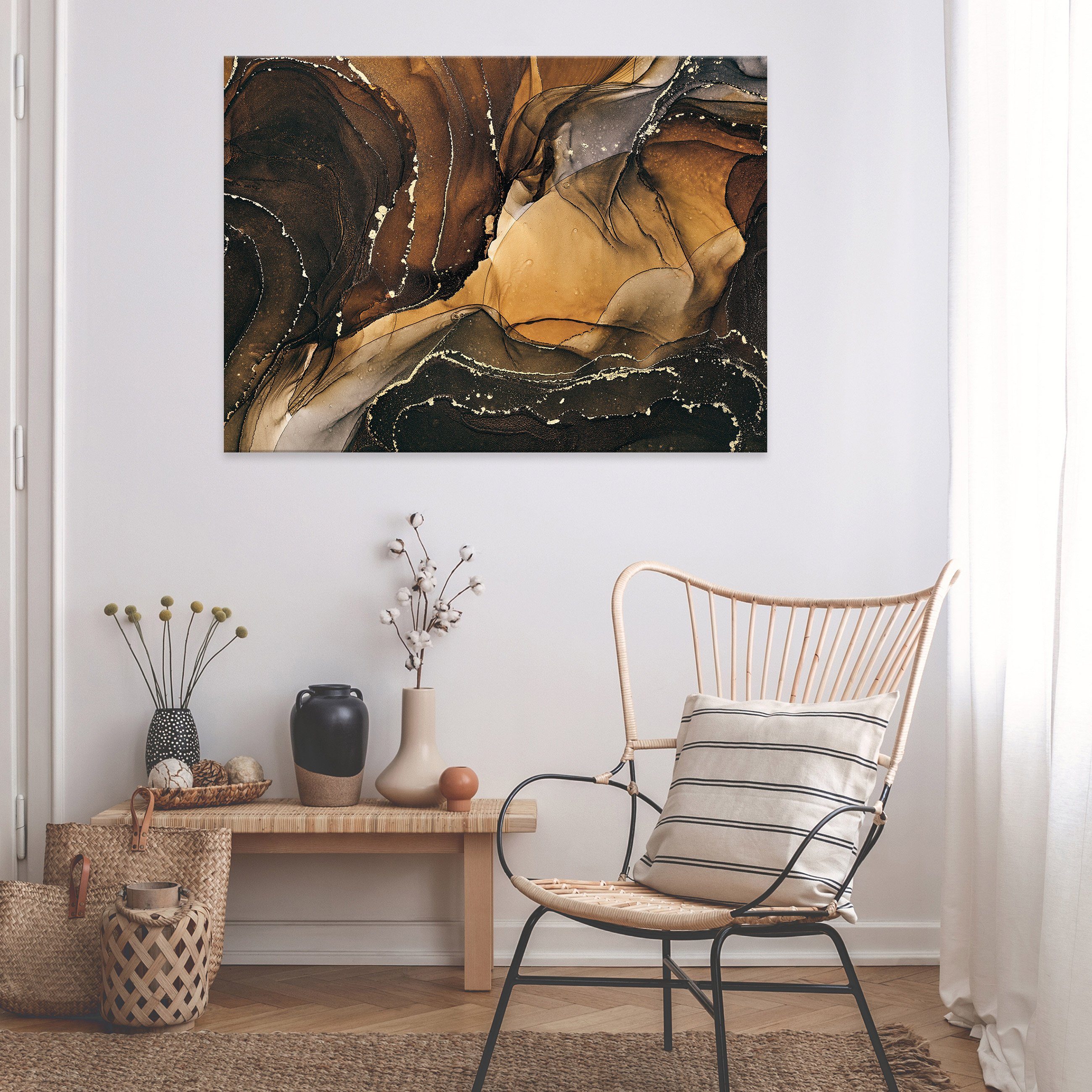 Wallarena Leinwandbild Abstrakt Marmor Gold Wandbild günstig online kaufen
