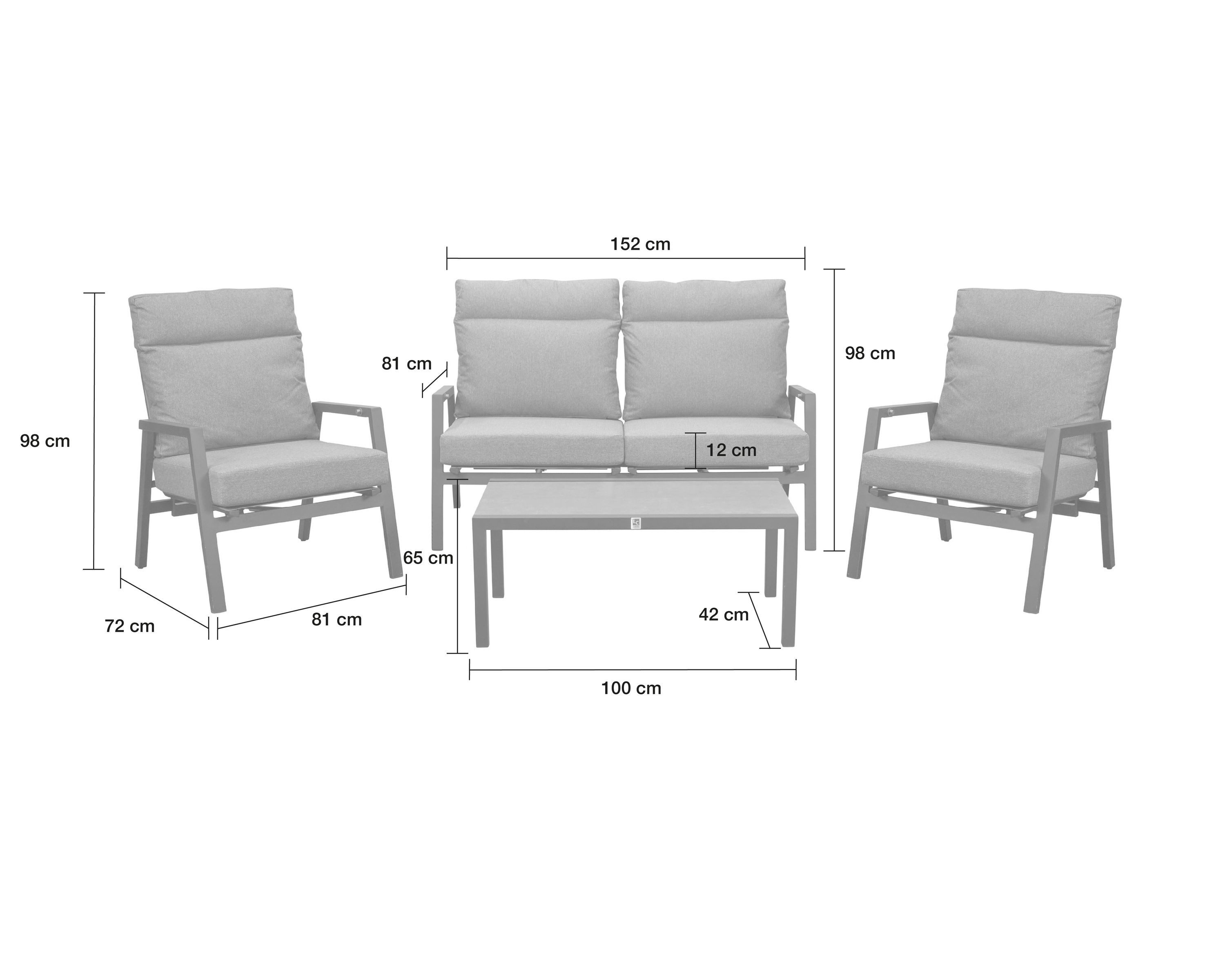 LC Garden Gartenlounge-Set LC Garden Sondrino Living Lounge Set 4tlg. XL Sitzgruppe