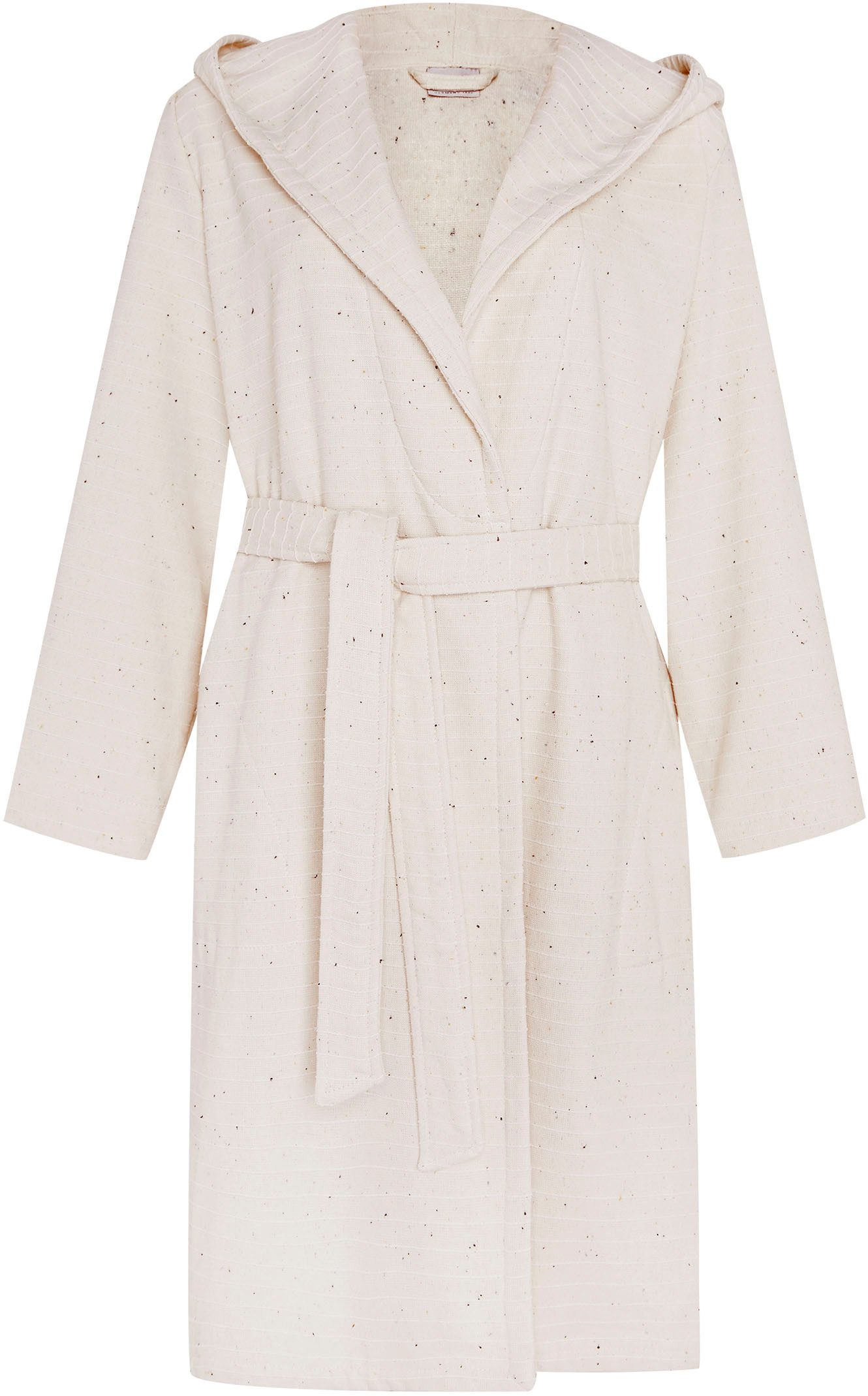 Möve Damenbademantel Calm Essence, Kurzform, Baumwoll-Mix, Kapuze, Gürtel, aus 100 % saugfähiger Premium Baumwolle (Airspin)