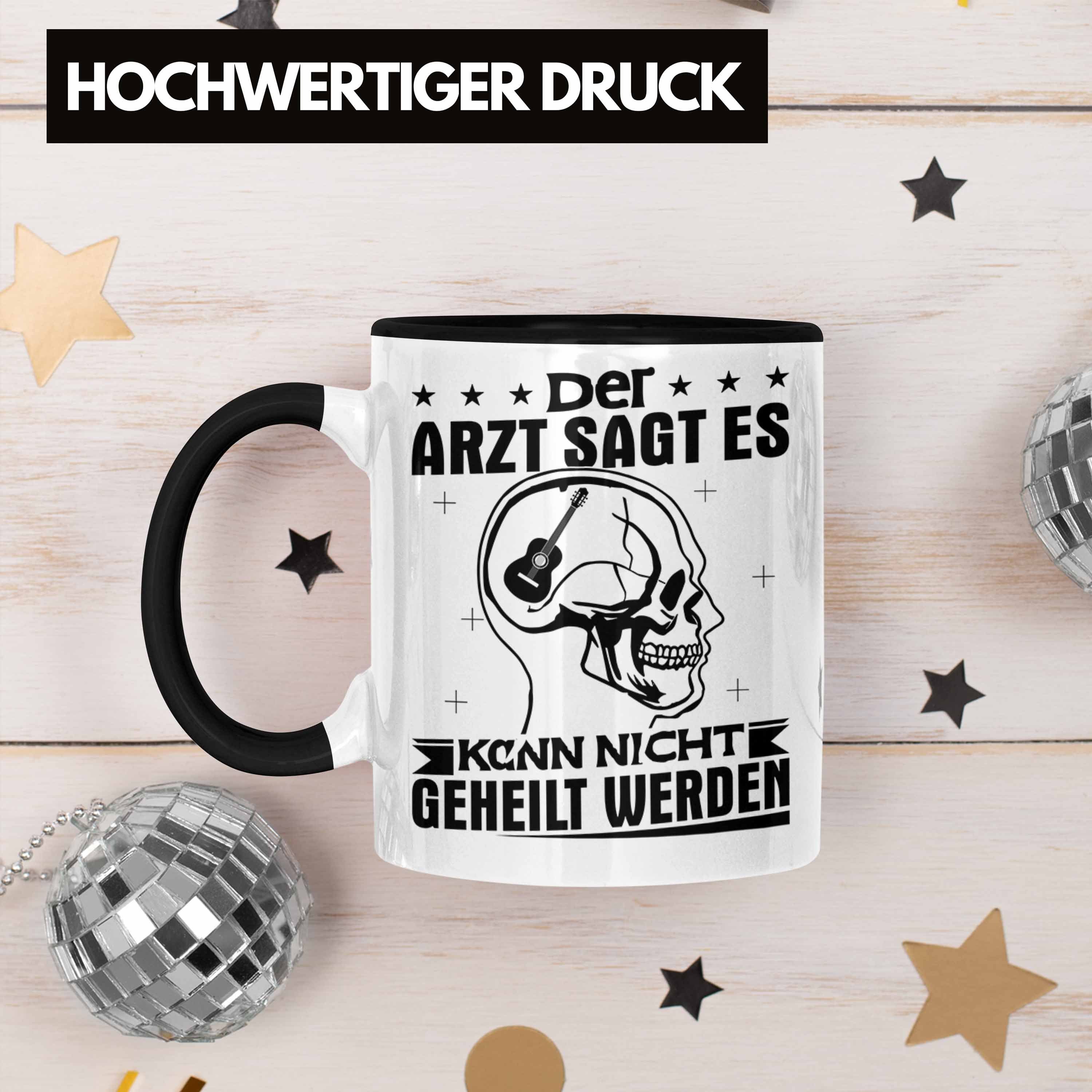 Trendation Tasse Gitarrenspieler Geschenkidee Tasse Spruch Gitarre Schwarz Kaffee-Bech Geschenk