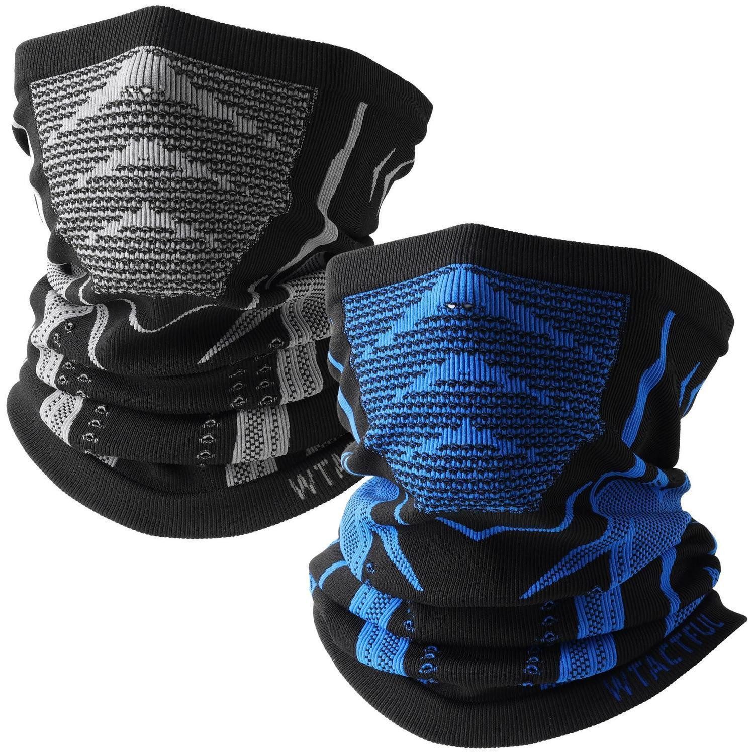 Sturmhaube Schlauchschal Herren Halstuch Halswärmer 2 Stück - Grau+blau