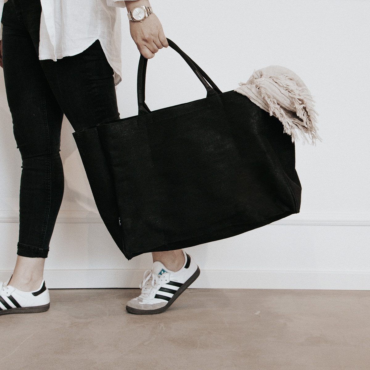 a good smile Schultertasche Shopping Bag Canvas Maxi uni schwarz