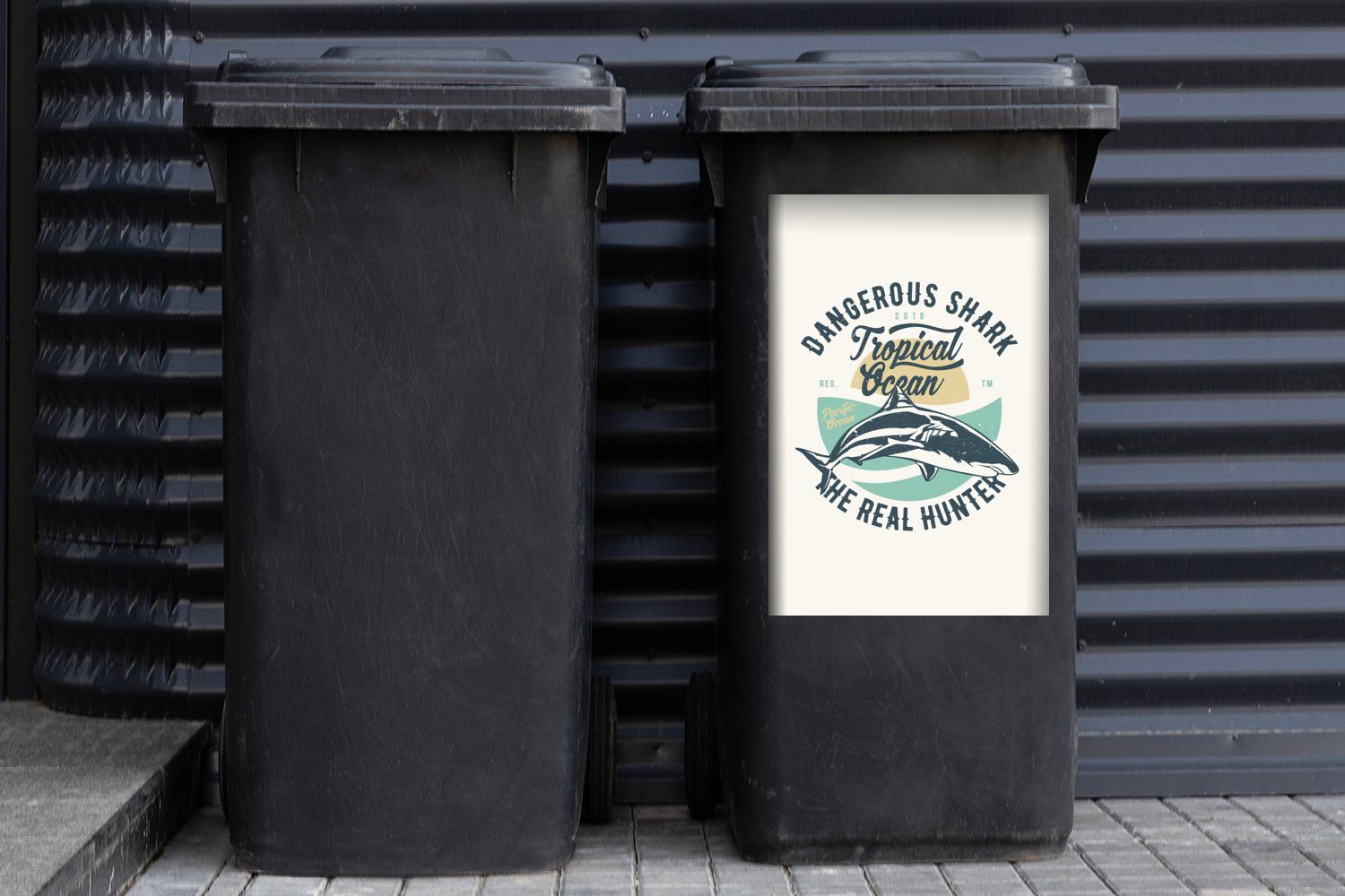 (1 Mülltonne, Wandsticker Sticker, Abfalbehälter Vintage - - Meer Container, Mülleimer-aufkleber, Hai MuchoWow St),