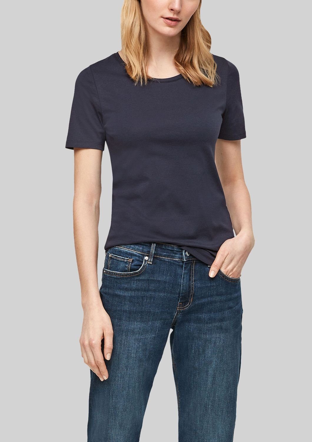 s.Oliver T-Shirt Basic aus 2 Single-Jersey Fit, Stück Navy Qualität, softer Slim