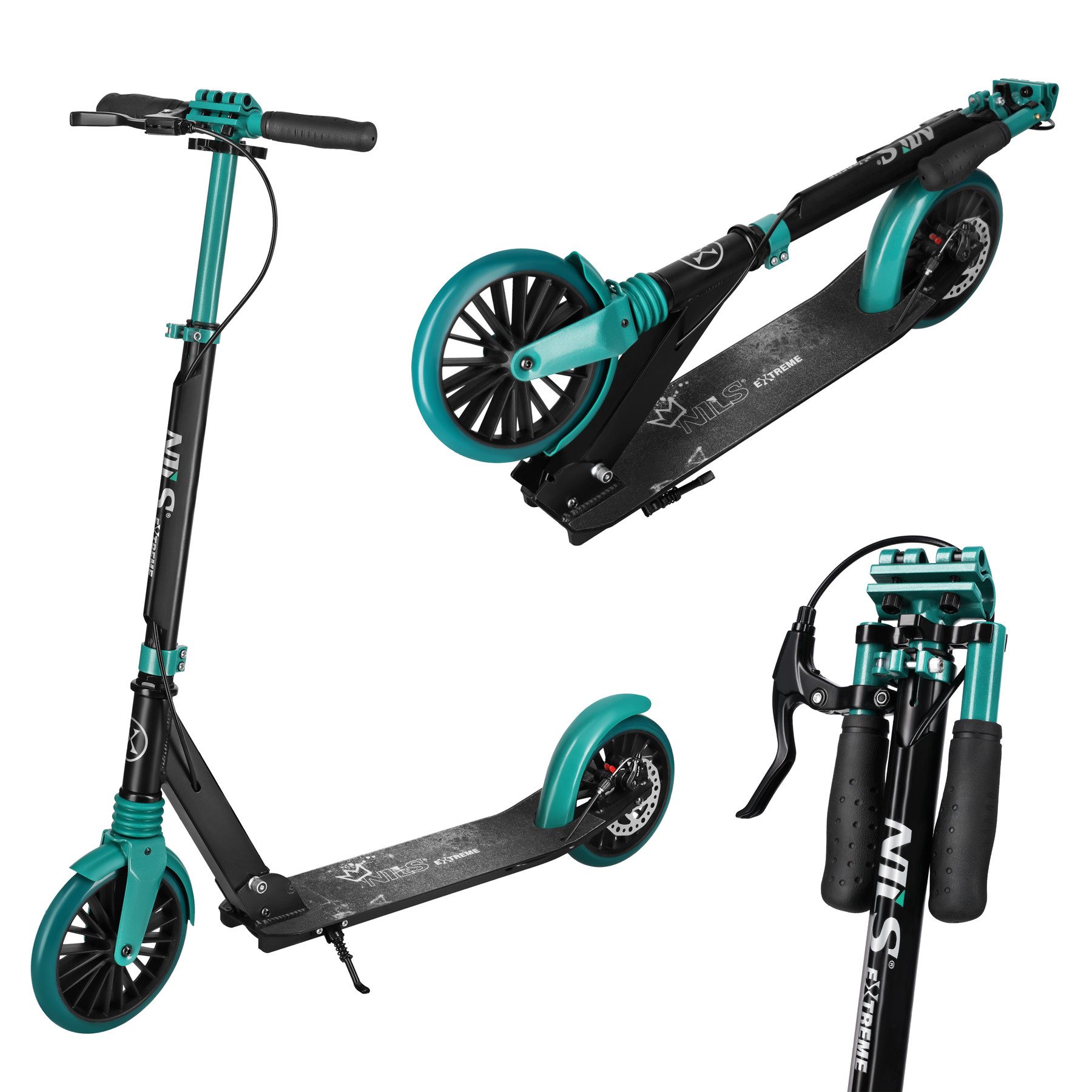 Cityroller Scooter Roller Tretroller mit Bremse Türkis