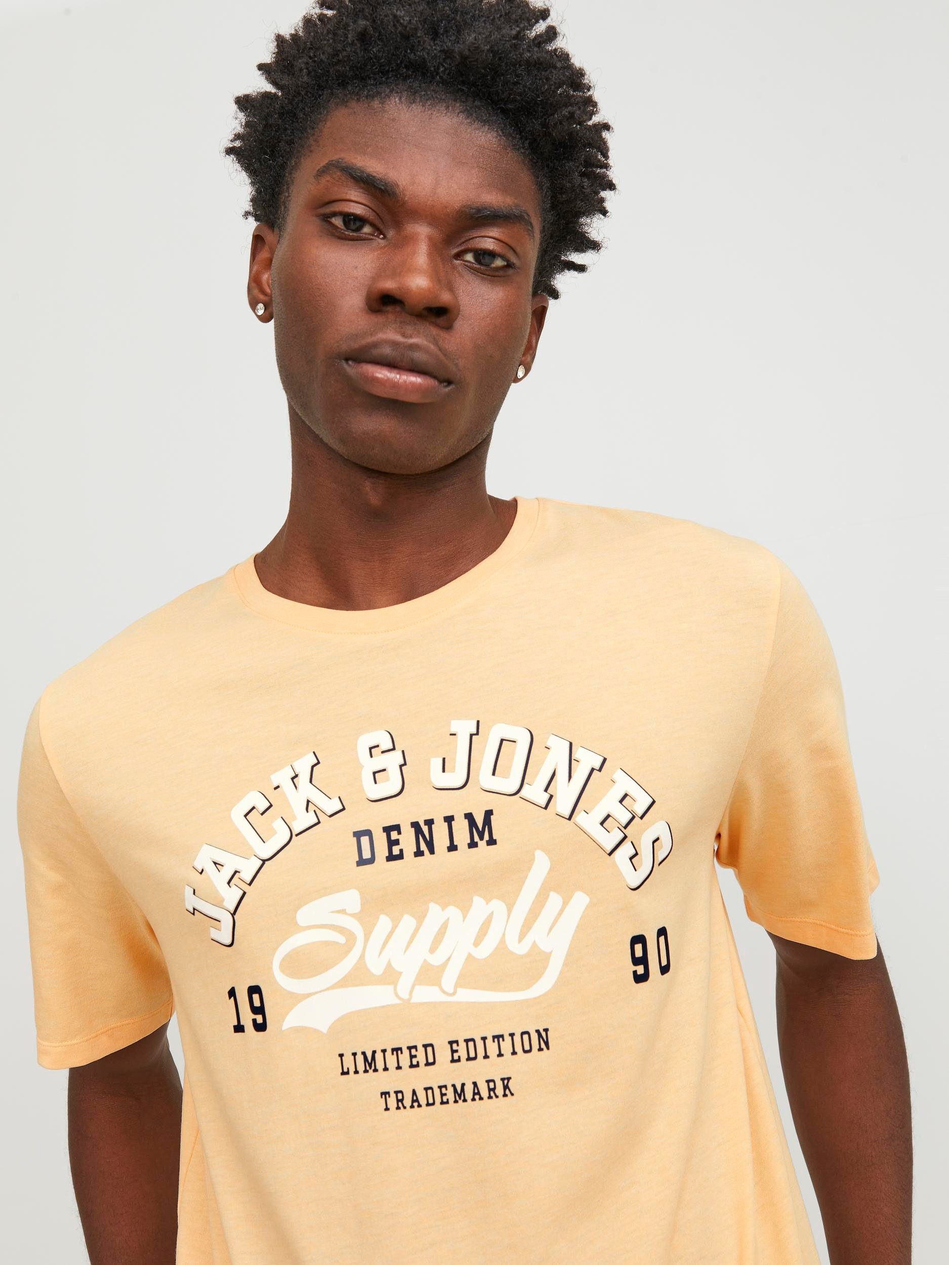 Ice SS24 SS & TEE Jones O-NECK Rundhalsshirt COL Apricot 2 JJELOGO SN Jack