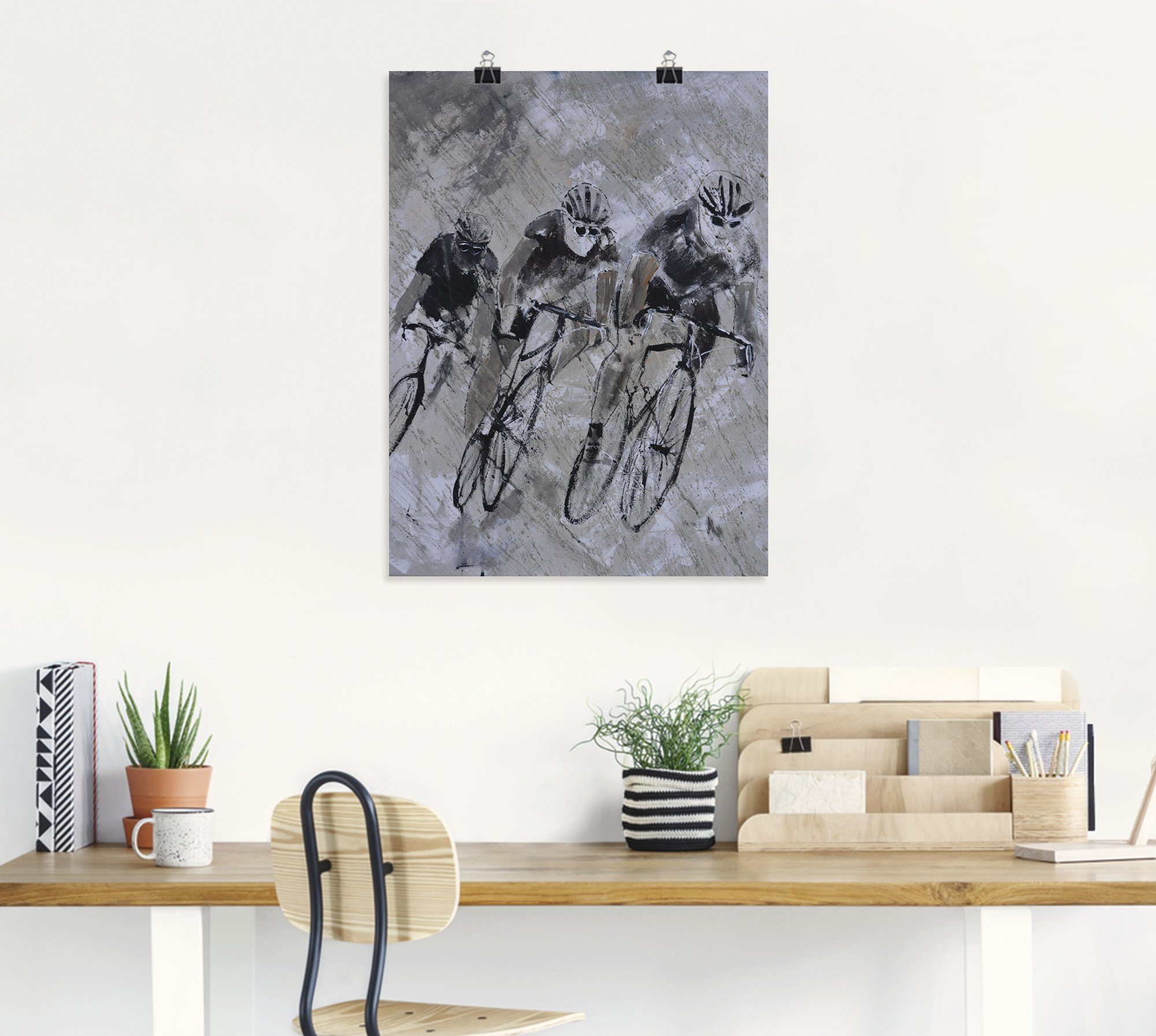 (1 Poster Wandaufkleber als Leinwandbild, Fahrräder Fahrrad Regen, in versch. oder Alubild, Wandbild Artland fahren Größen St), im