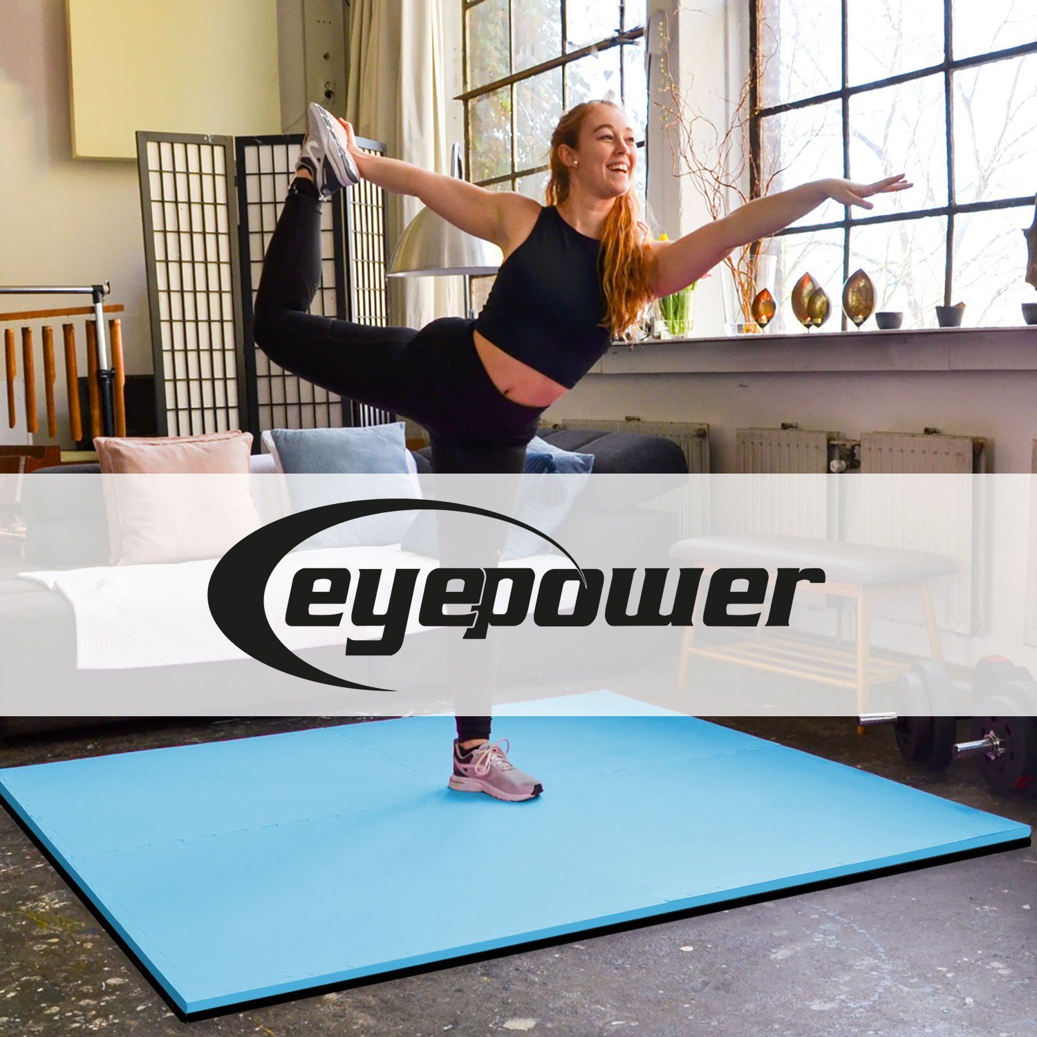 1m² Bodenschutz 4 cm, 4 Optische cm 50x50 Dick: Bodenmatte Mängel Fitnessmatte Sportmatten eyepower