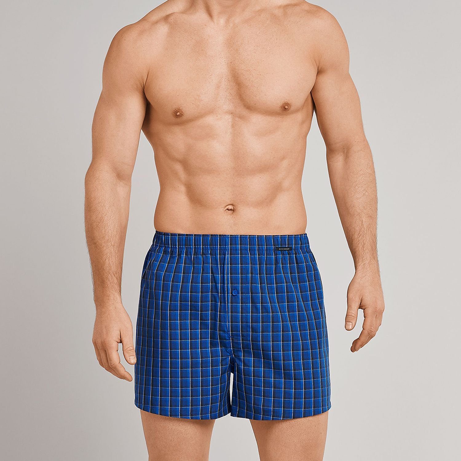 Webboxer Schiesser mit Boxershorts (4-St) Pack Blau 4er im Knopfleiste funktionaler Essentials