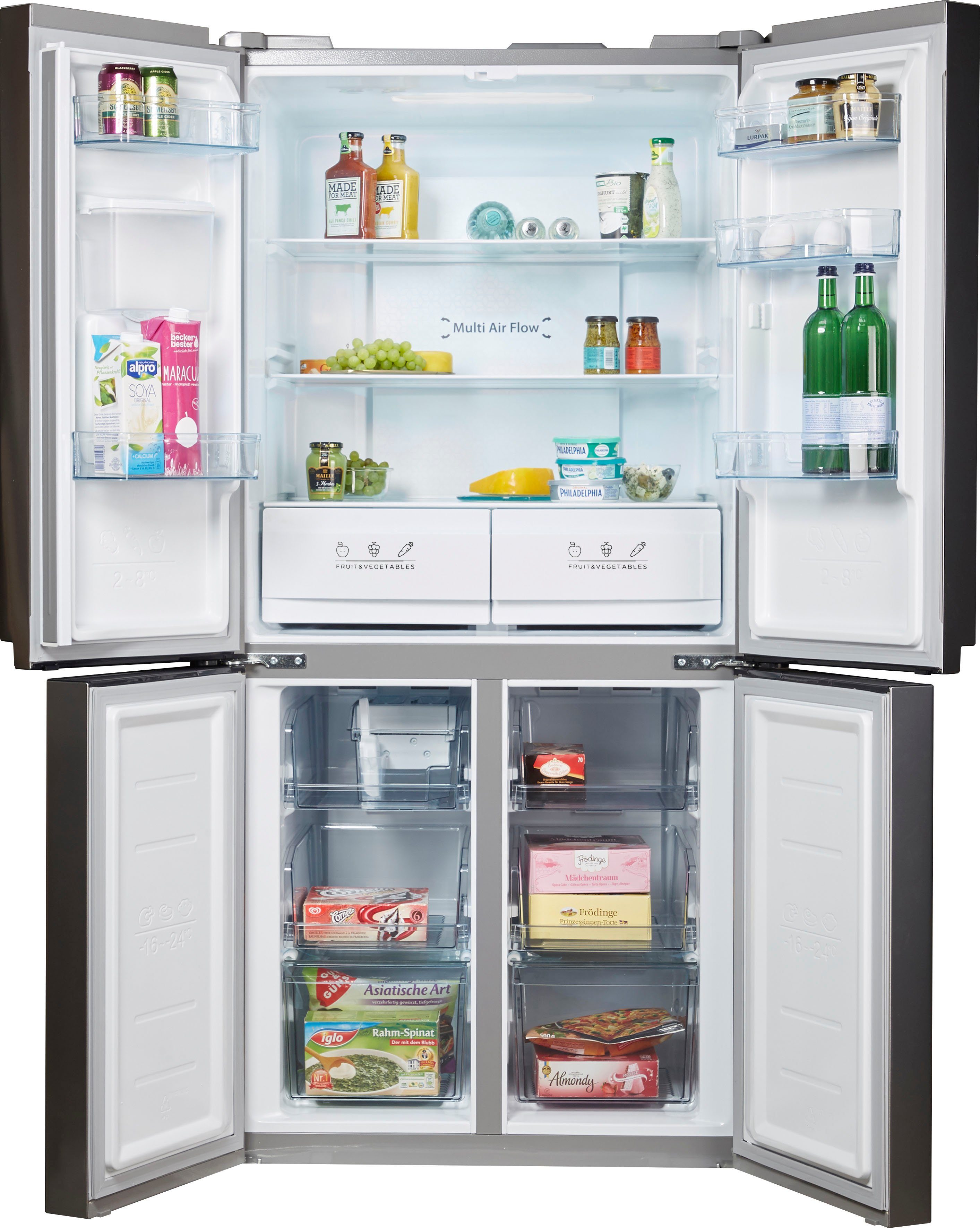 Hanseatic Multi Door HCD17884EI, 177,5 cm hoch, 83,3 cm breit, NoFrost,  Wasserspender, FreshZone, Urlaubsschaltung, Display