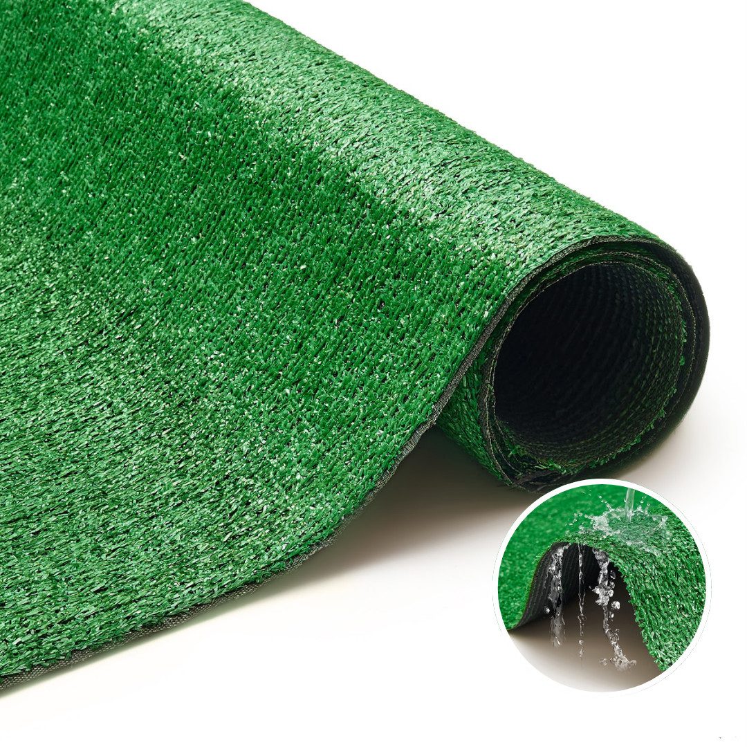 Tapiso Kunstrasen Natural, rechteckig, Höhe: 6 mm, Rasenteppich Grün Wetterfest Garten Balkon Terrasse Wintergarten