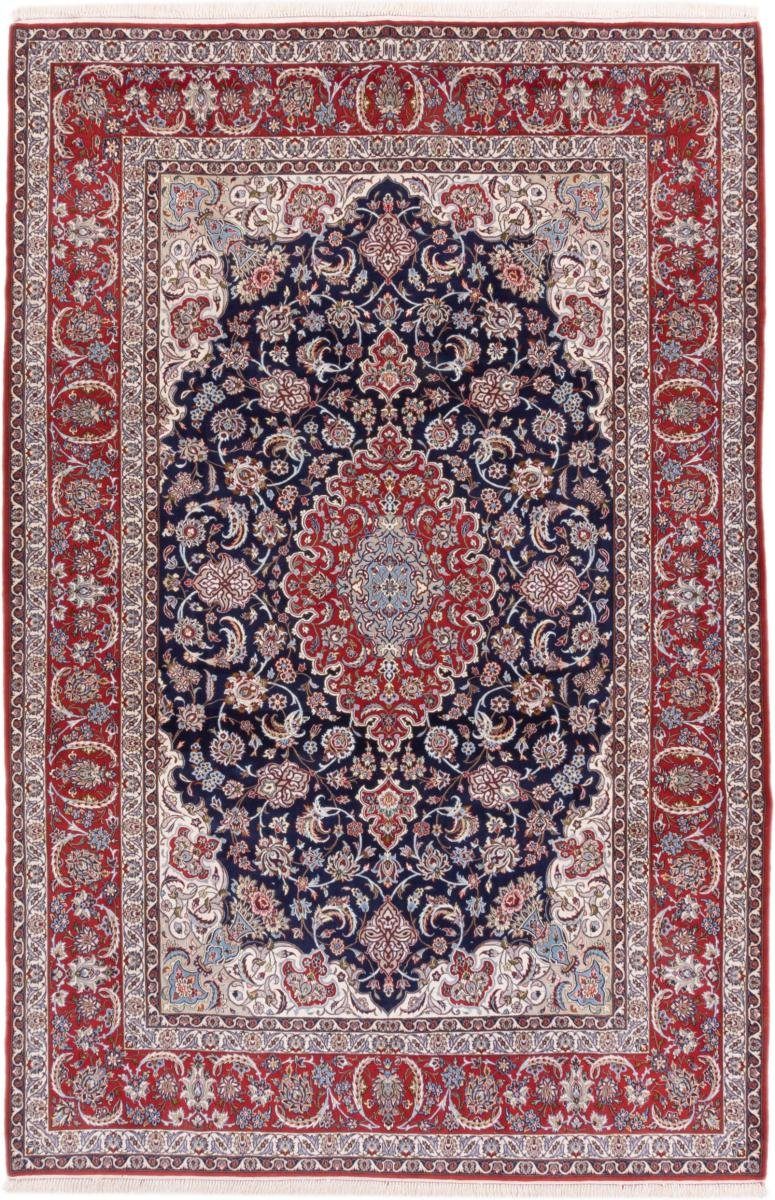 Orientteppich Isfahan Seidenkette 203x308 Handgeknüpfter Orientteppich, Nain Trading, rechteckig, Höhe: 8 mm