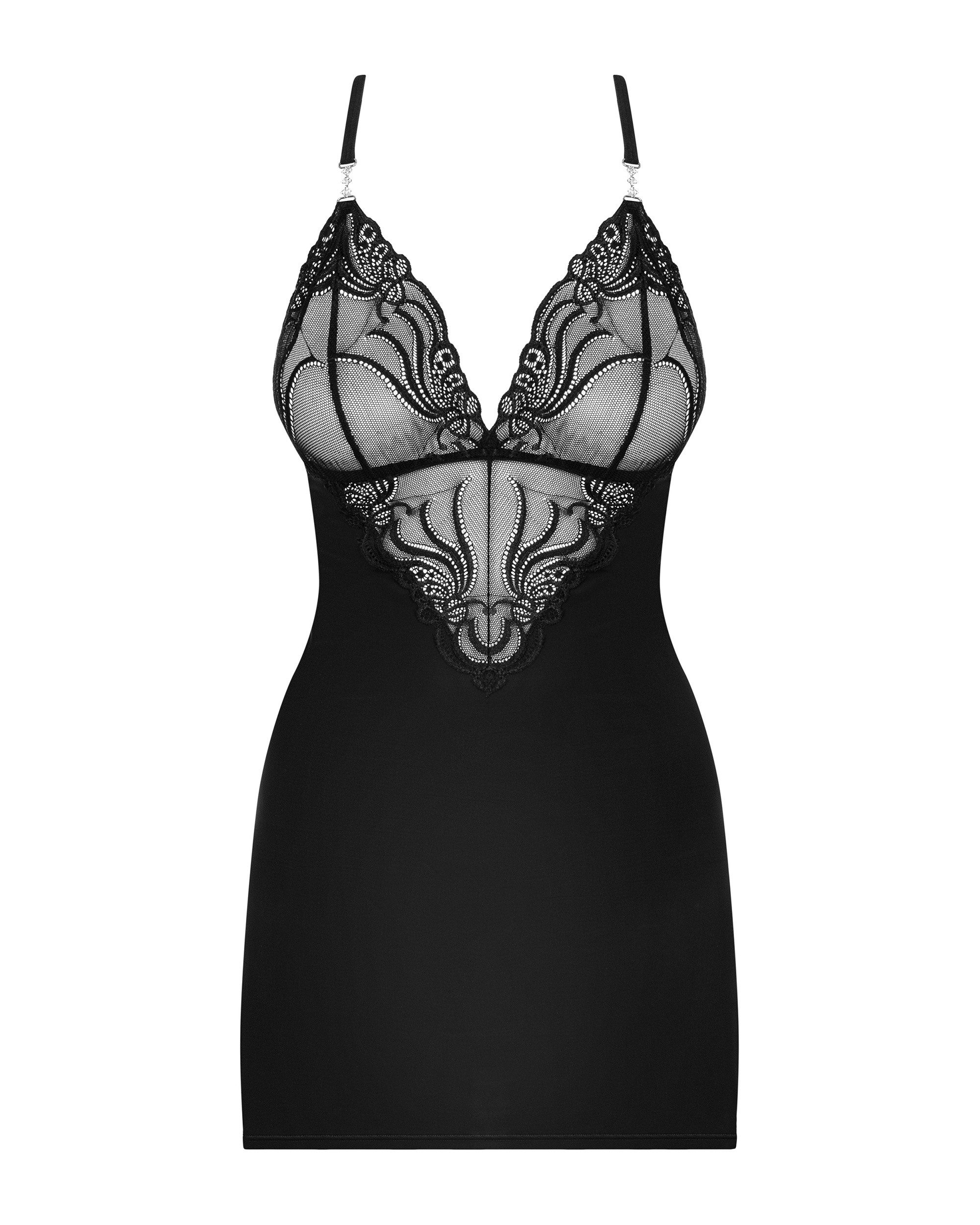 Negligé Negligee schwarz mit String transparent Dessous