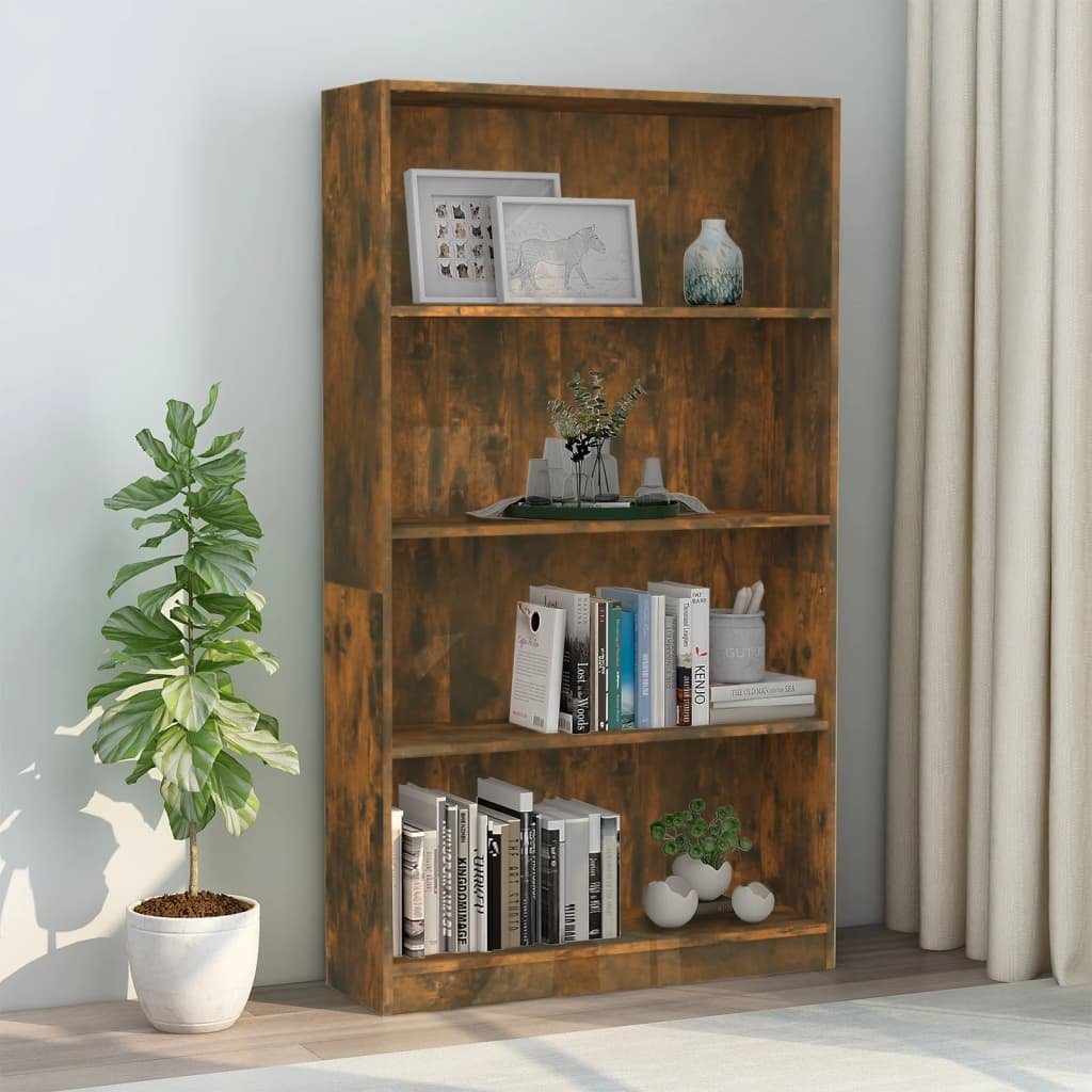 furnicato Bücherregal 4 Fächer Räuchereiche 80x24x142 günstig online kaufen