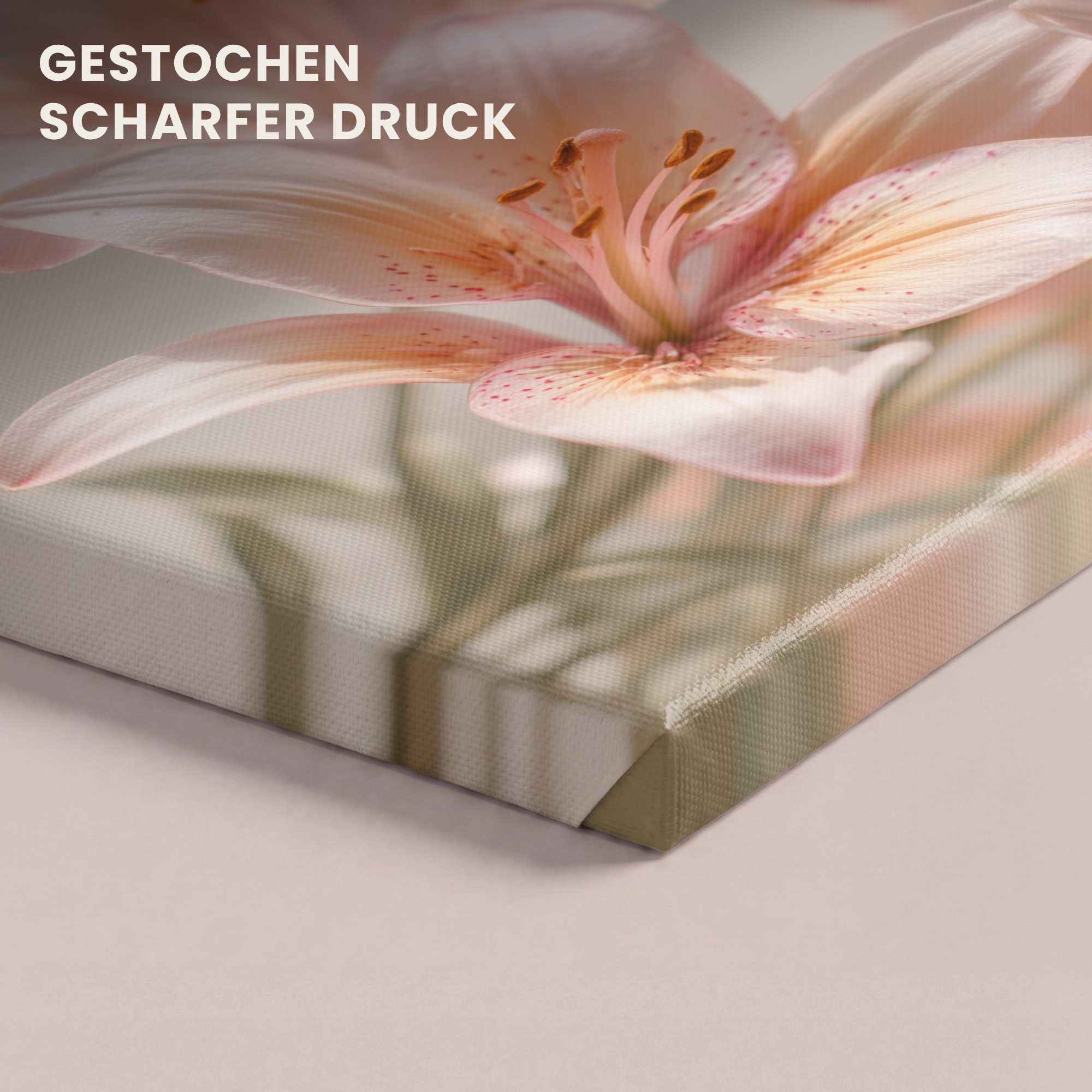 OneMillionCanvasses® Leinwandbild Lilien - Staubgefäße - Rosa - Unscharf, Fotodruck (1 St), Wandbild, Deko Schlafzimmer Wohnzimmer Flur 20x20 cm – Bild 3 von 5