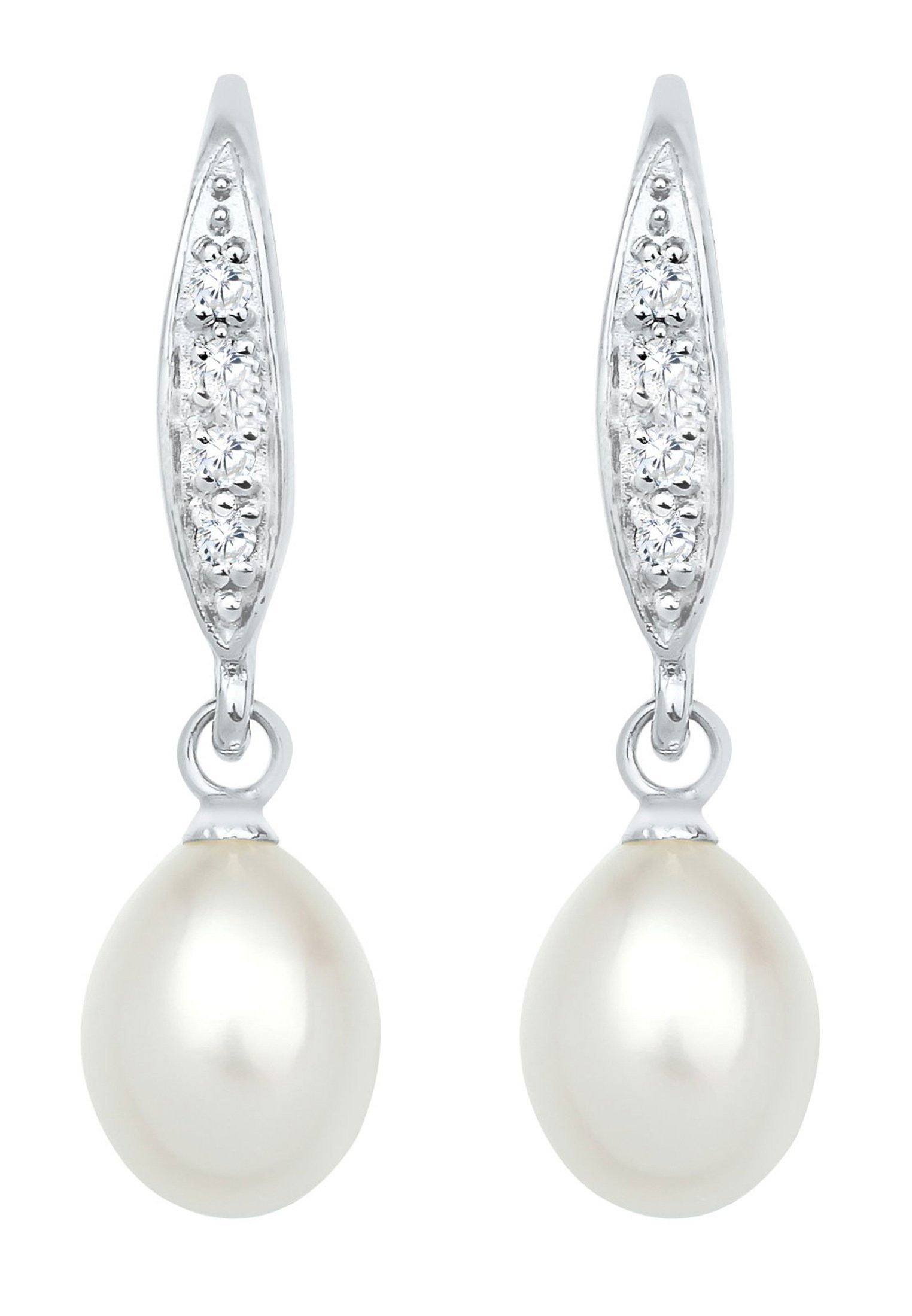 Elli Perlenohrringe Zirkonia Weiß 925 Sterling Silber
