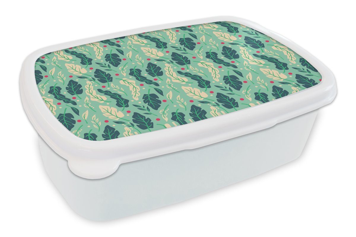 Lunchbox Winter, Brotbox (2-tlg), für und Mädchen - Erwachsene, für Kunststoff, Jungs Blätter Kinder Beere - - und weiß MuchoWow Brotdose, Muster