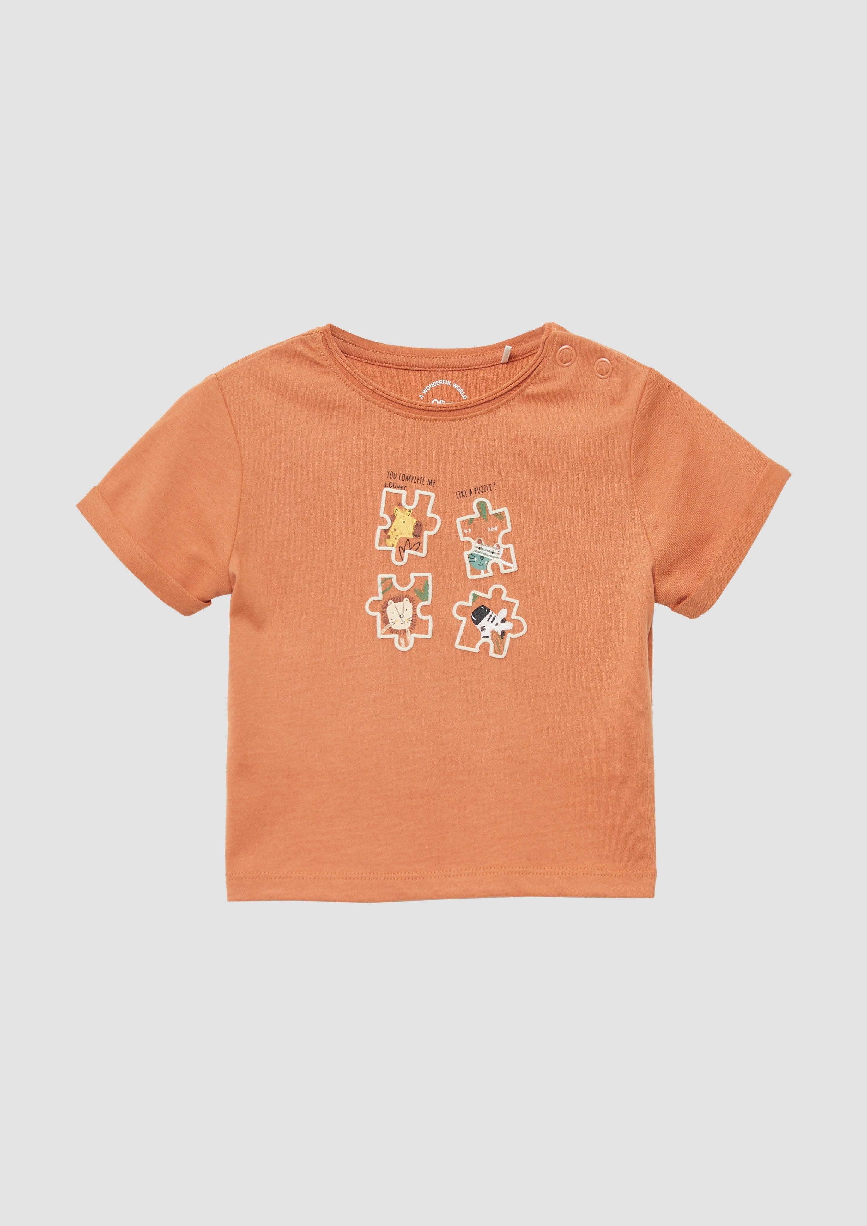s.Oliver Kurzarmshirt T-Shirt mit Ärmelumschlag und günstig online kaufen