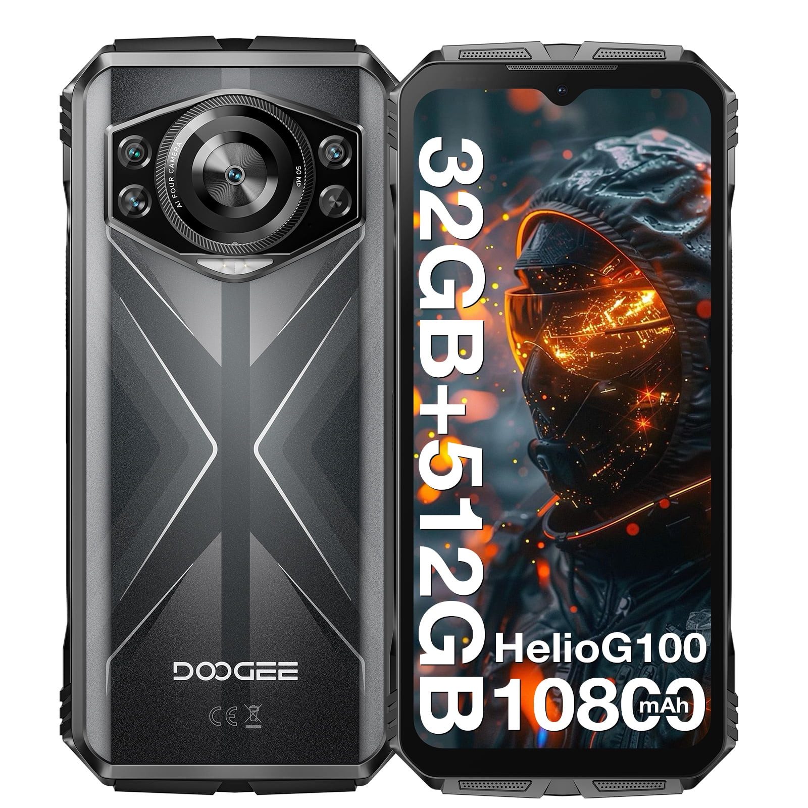 DOOGEE S118 32GB RAM+512GB ROM 4G Outdoor Smartphone (16,72 cm/6.58 Zoll, 512 GB Speicherplatz, 50 MP Kamera, 6.58" FHD+ Display, IP68, 10800mAh, NFC, GPS, OTG)