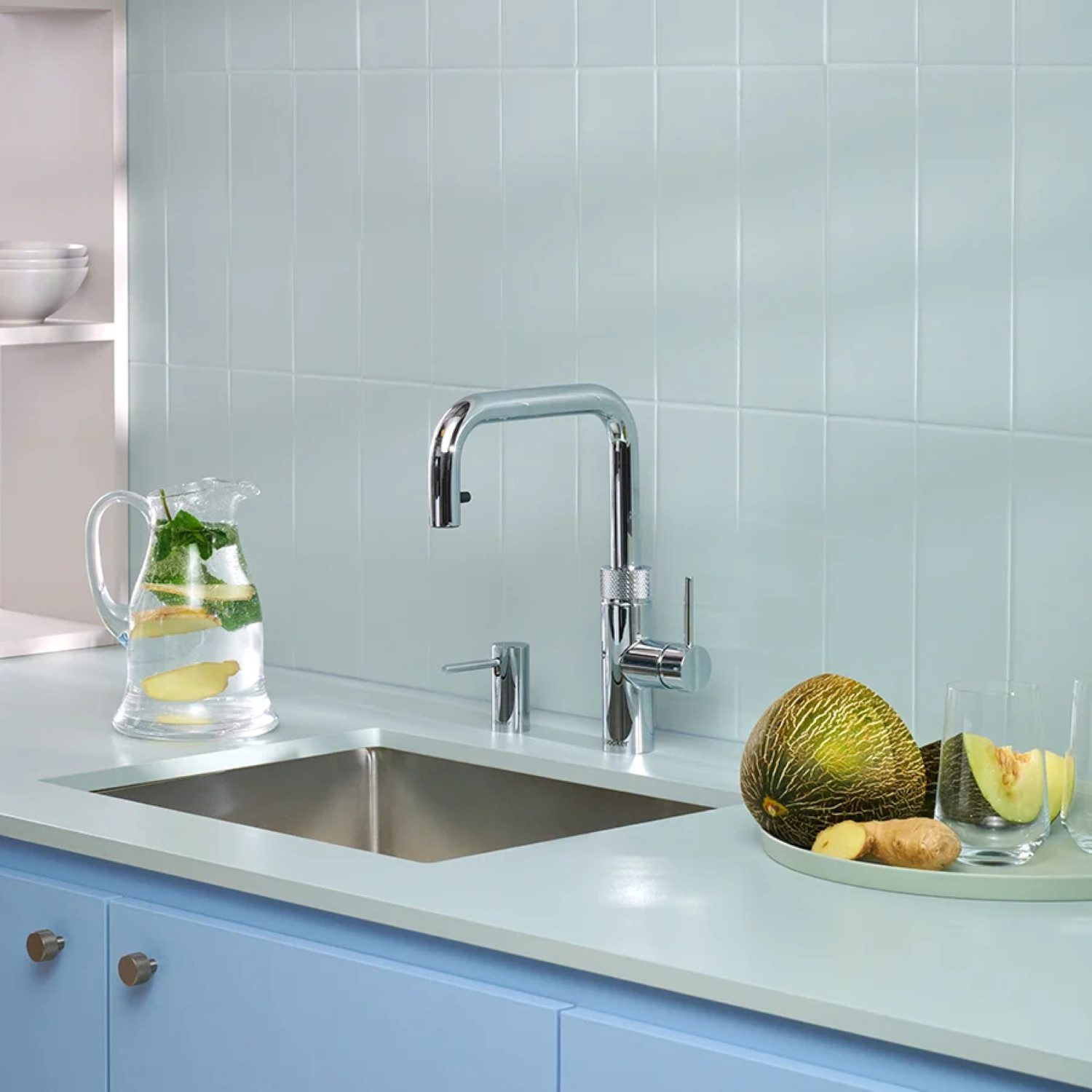 QUOOKER Küchenarmatur Flex Square, COMBI & CUBE, verchromt glänzend, FXSCHR COMBI CUBE2, **inkl. CUBE Filter Starter Set** inkl. 7 JAHRE GARANTIE