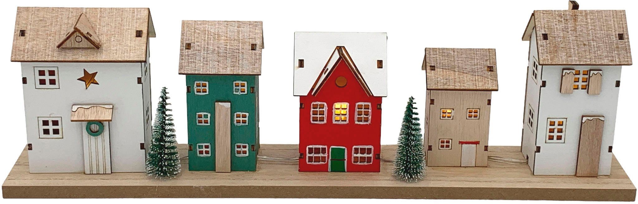 Holz, LED Weihnachtdeko Batteriebetrieb Weihnachtshaus 16,5 beleuchtete cm, ca. Höhe Home Dietach, aus Häuschen affaire
