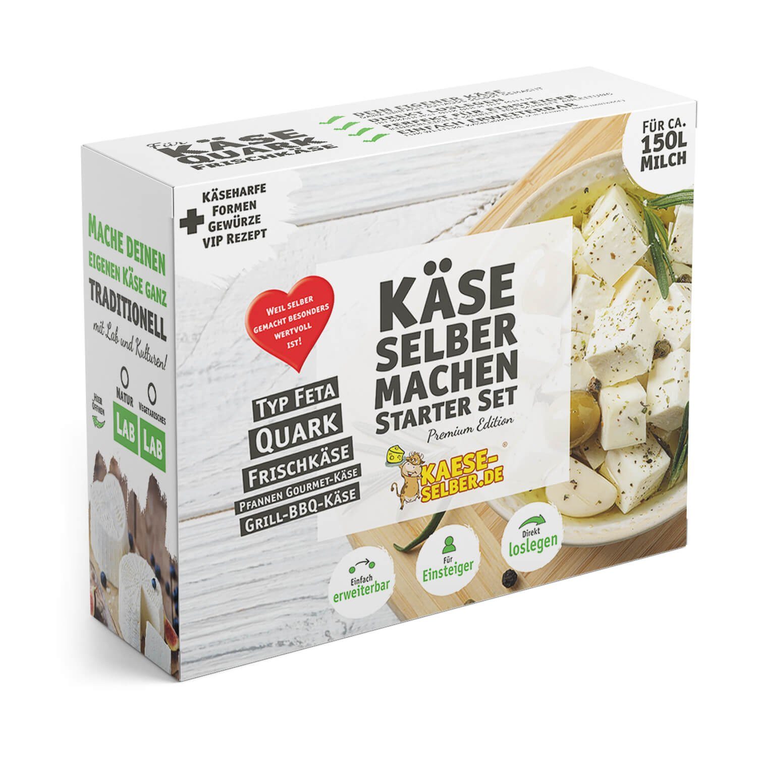 KAESE-SELBER.DE Zutaten-Set Käse selber machen Starter Set -Premium Edition