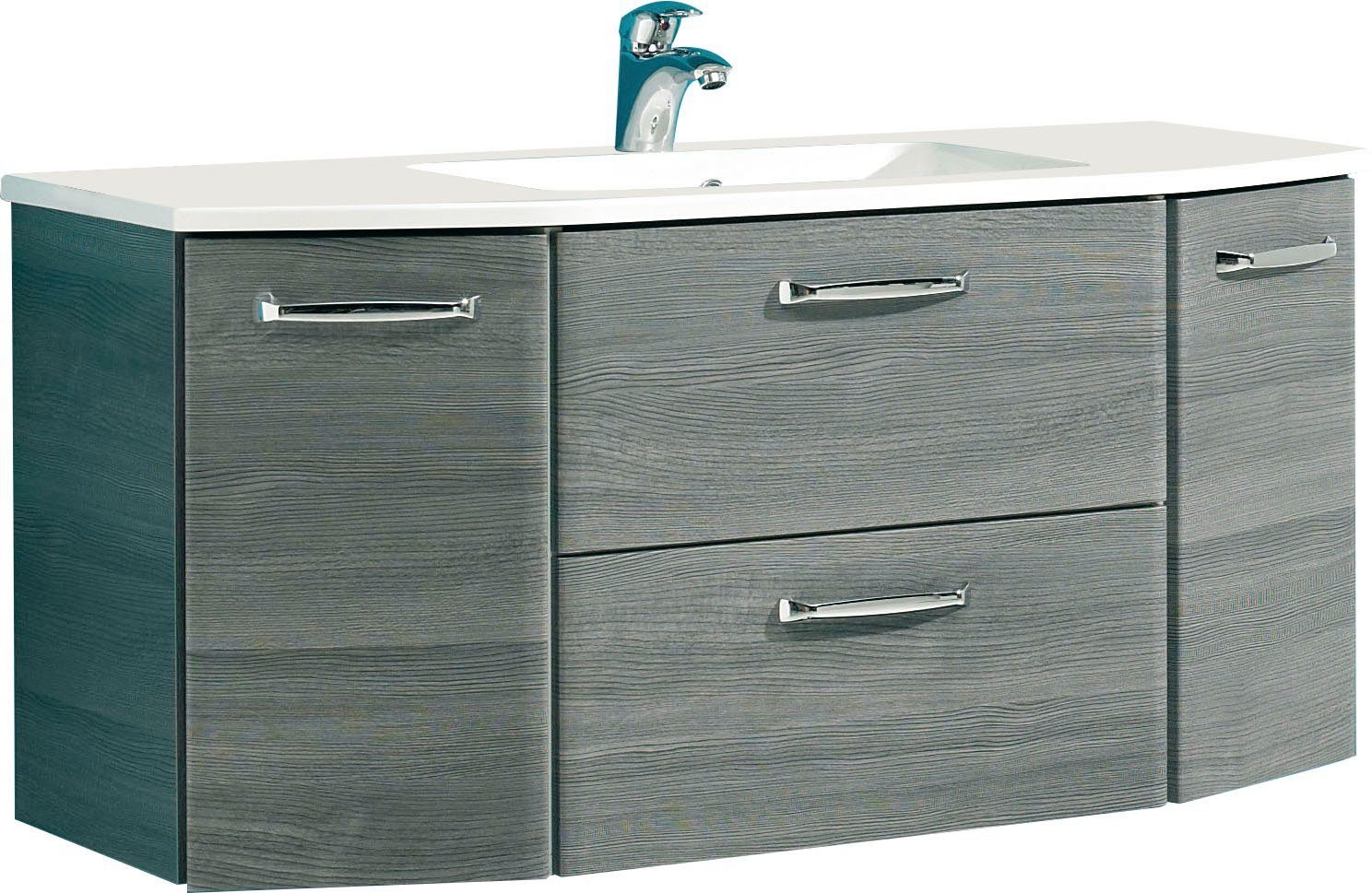 Thumbnail - Saphir Waschtisch Quickset Waschplatz, Mineralmarmor-Waschtisch, 112 cm breit, 2 Türen, Unterschrank mit Waschbecken, in...