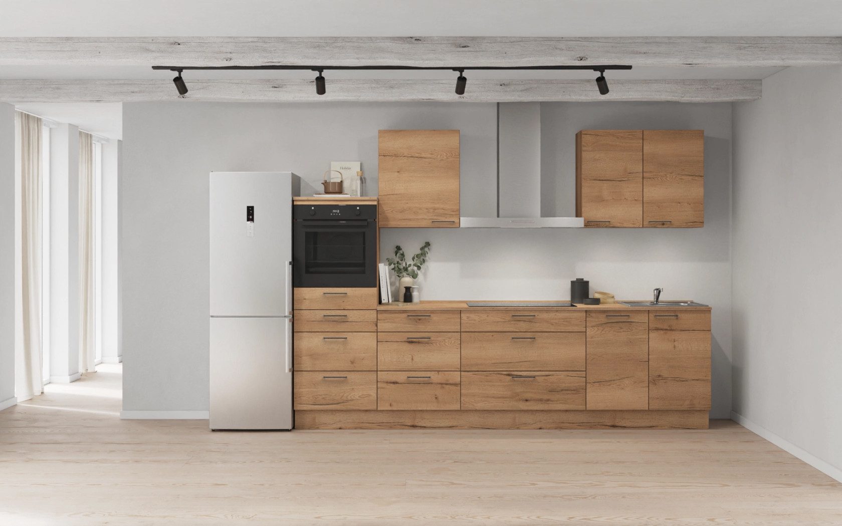 nobilia® Küchenzeile Salev, individuell anpassbar, gratis Küchenplanung mit Profis, (Breite 300 cm), vormontiert, wahlw. mit E-Geräten, inkl. Lieferung