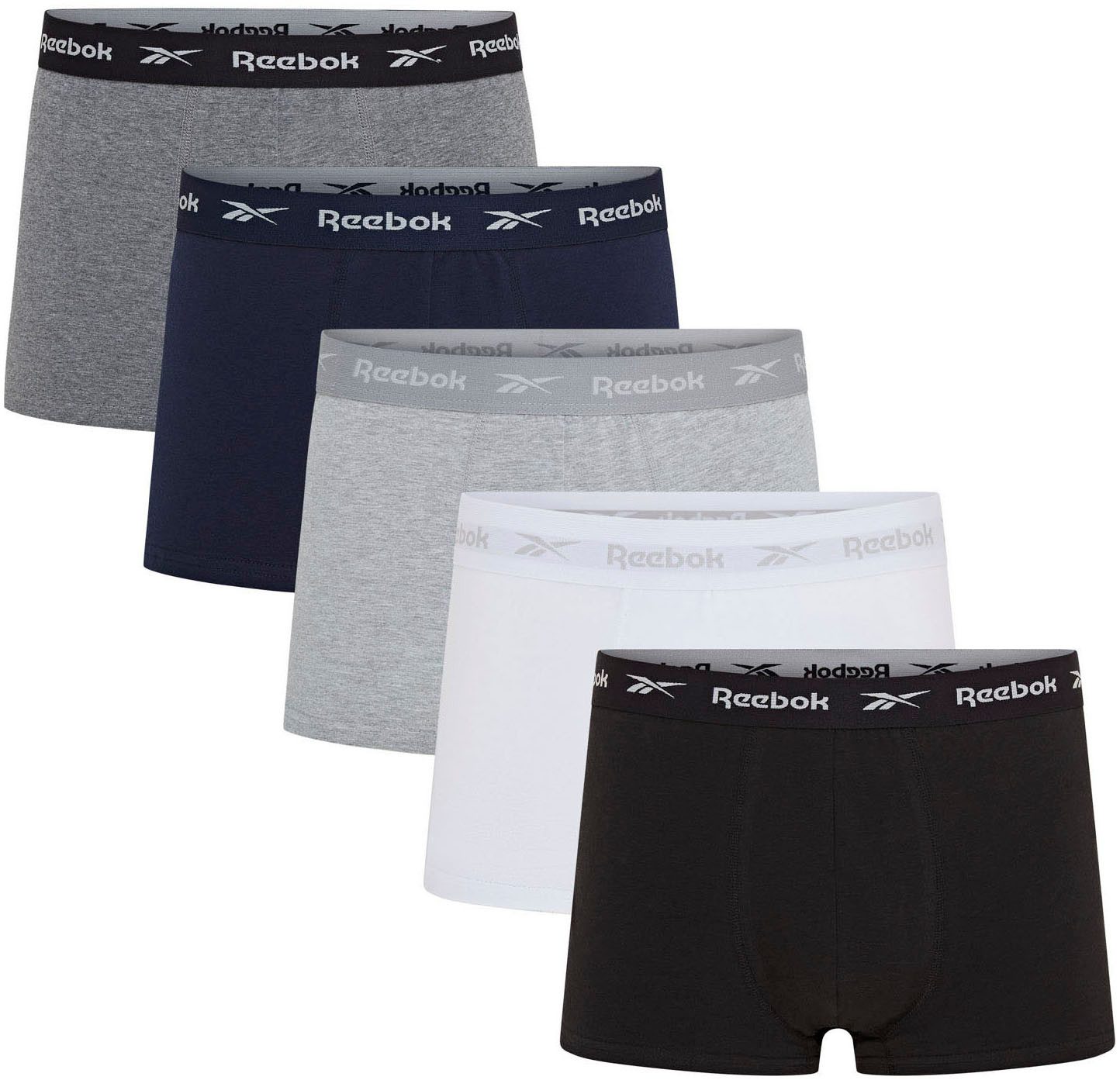 Reebok Trunk BOYES (5er Pack) basic, bequem, atmungsaktiv, mit Logo, breiter Bund, Baumwollmix