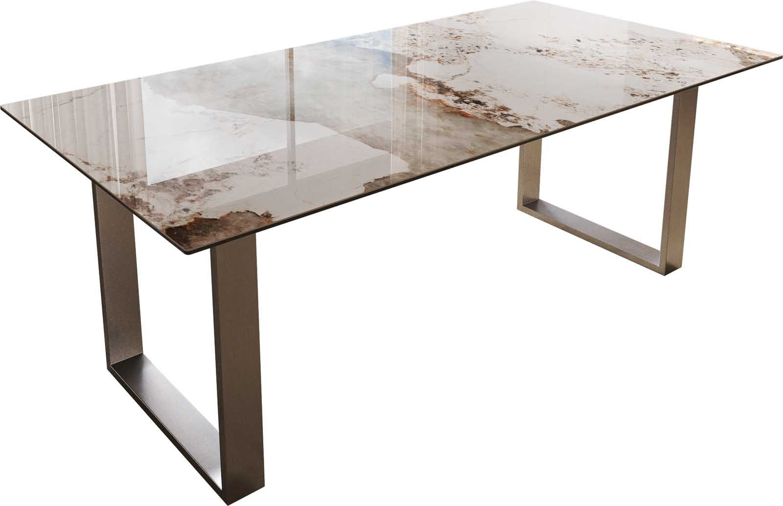 DELIFE Esstisch Edge, Keramik Minas Melange Weiß-Beige 200x100 Edelstahl Sc günstig online kaufen