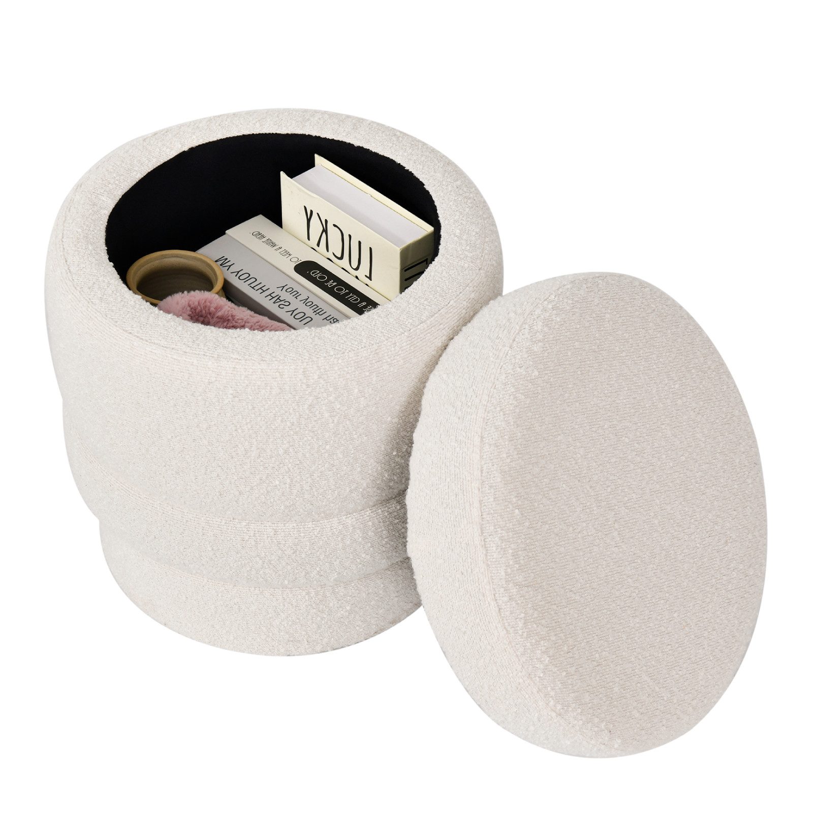 Duhome Hocker (9268B1), Runder Polsterhocker mit Stauraum, drehbar