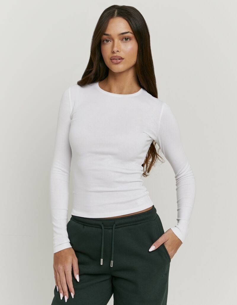 Tally Weijl Langarmshirt STSCOBELGI Baumwollmischung, Basic Longsleeve mit Rundhals-Ausschnitt