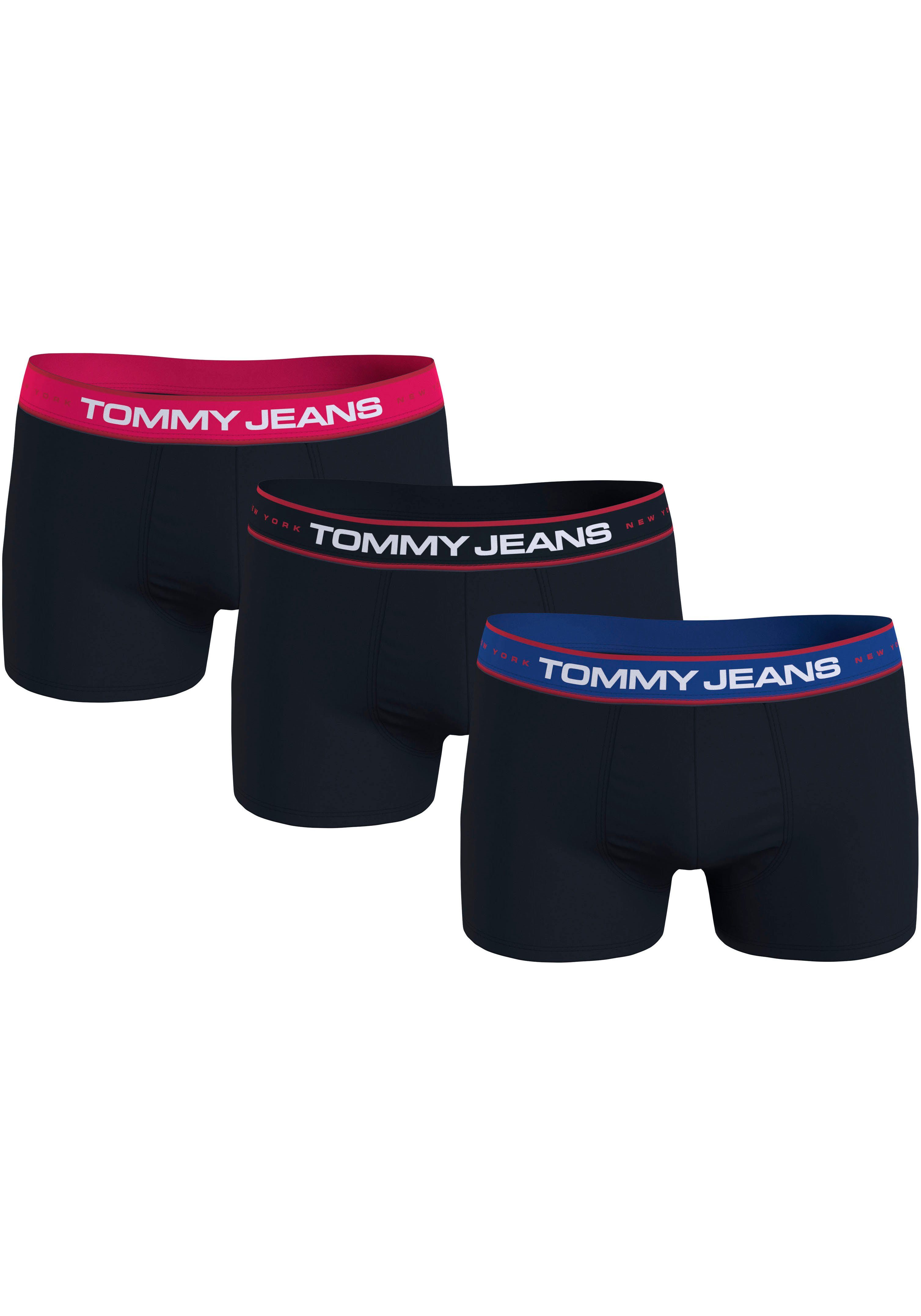mit Sky/Ultra elastischem DIFF Underwear TRUNK Blue 3er-Pack) Hilfiger Rose/Desert Logo-Bund 3P (Packung, WB Tommy Trunk Gypsy 3-St.,