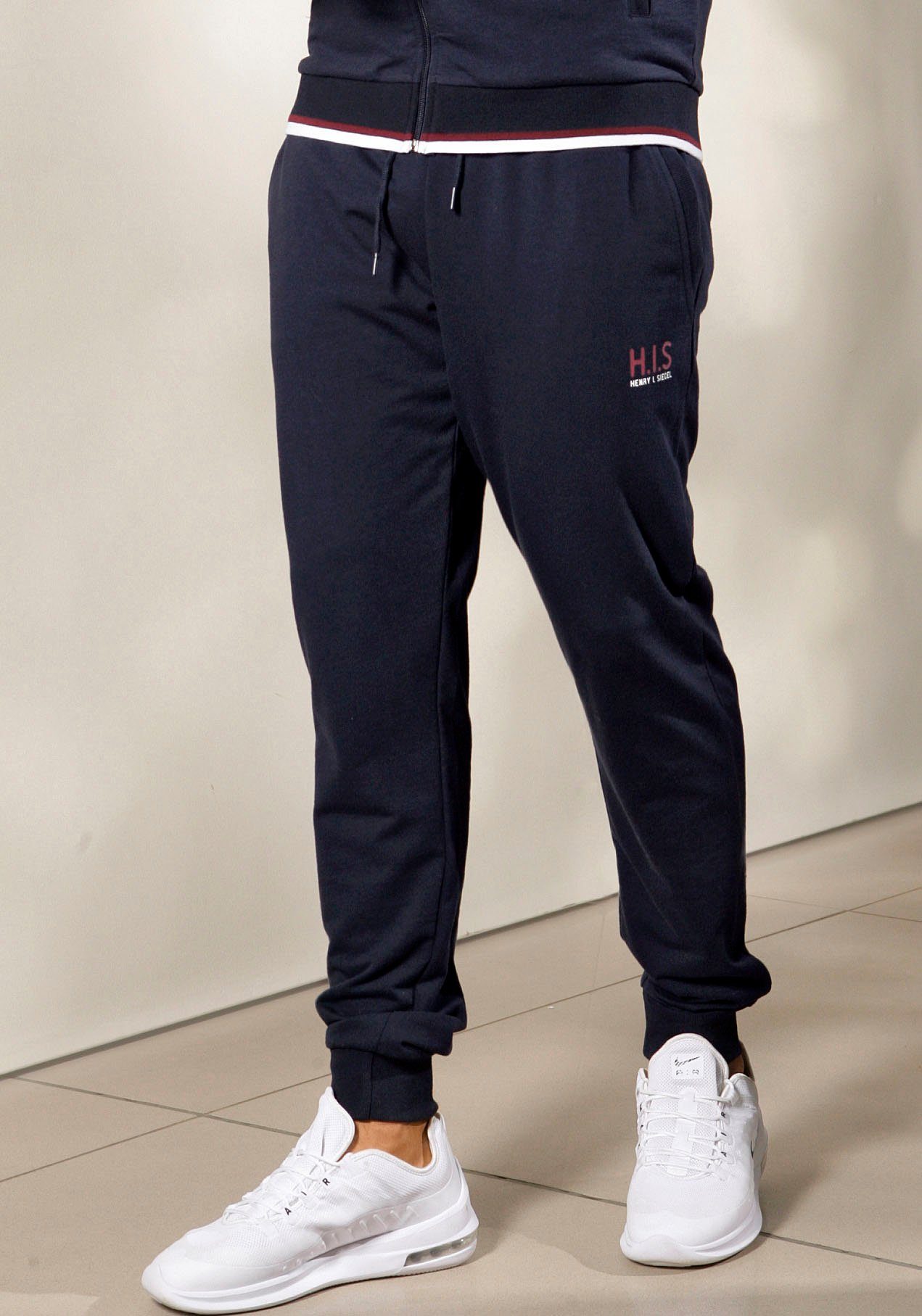 H.I.S Logodruck navy Sweathose kleinem mit