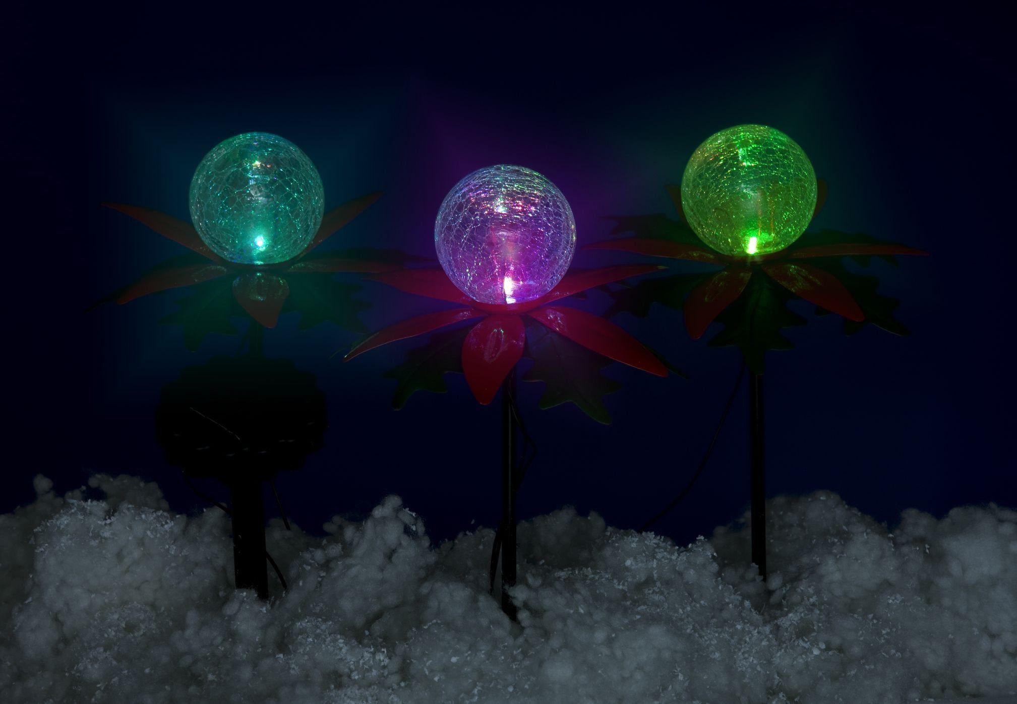 LED Farbwechsel 3er Gartendek mit BURI LED Solar-Weihnachtsterne Dekolicht Weihnachtsdeko
