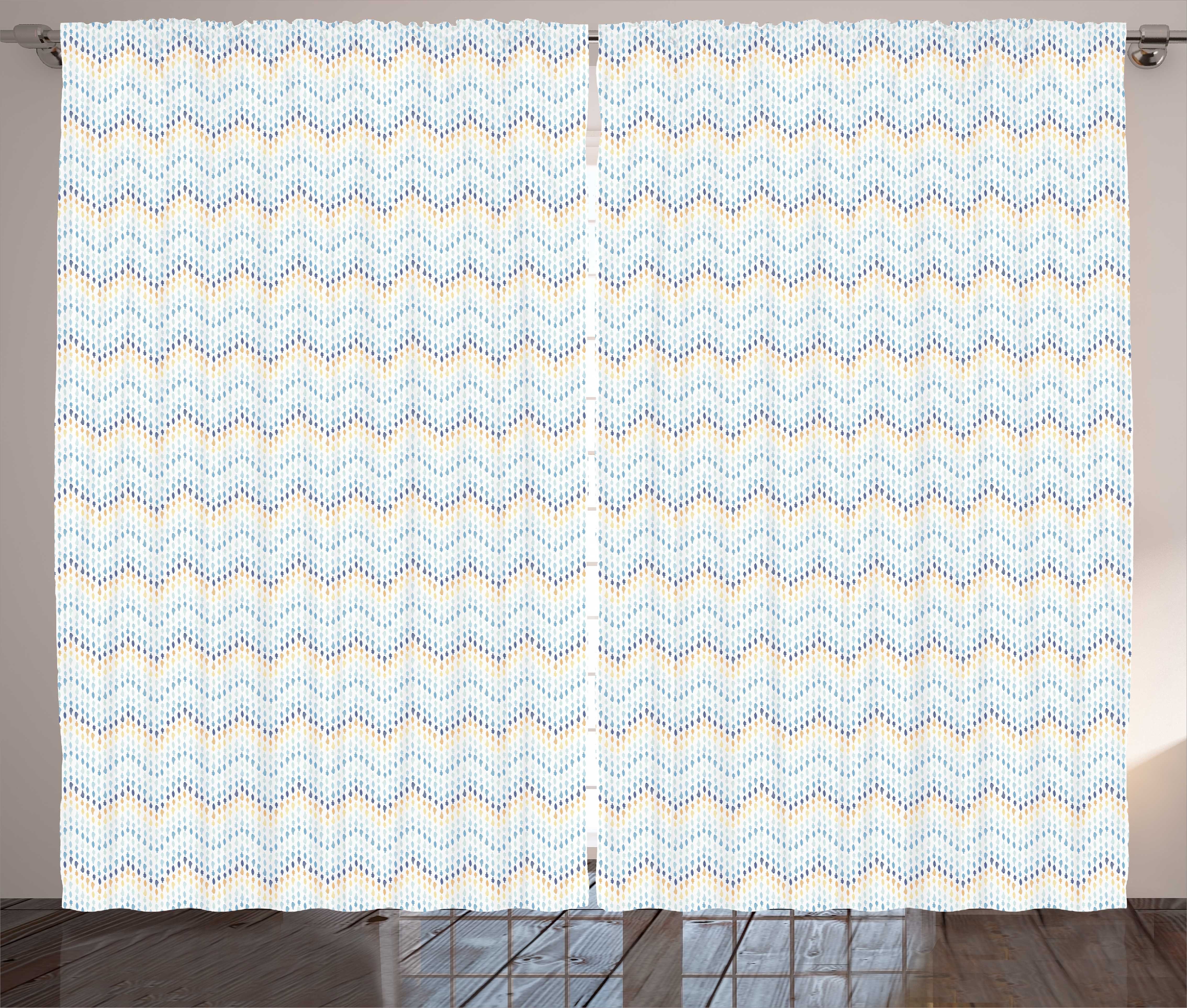 mit Schlaufen Kurven Kräuselband und Chevron Welle abstrakte Vorhang Schlafzimmer Abakuhaus, Gardine Haken, Kunst
