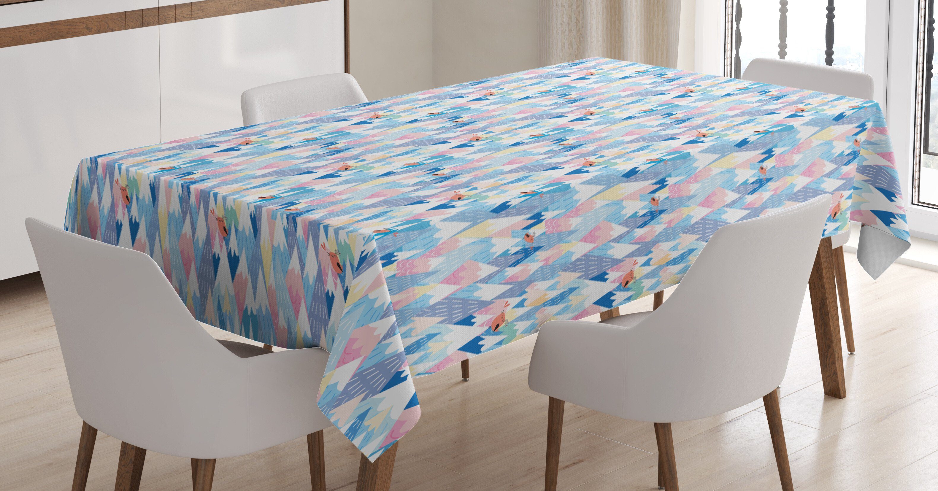 Abakuhaus Tischdecke Farbfest Waschbar Für den Außen Bereich geeignet Klare Farben, Vögel Vögel auf Bergspitzen | Tischdecken
