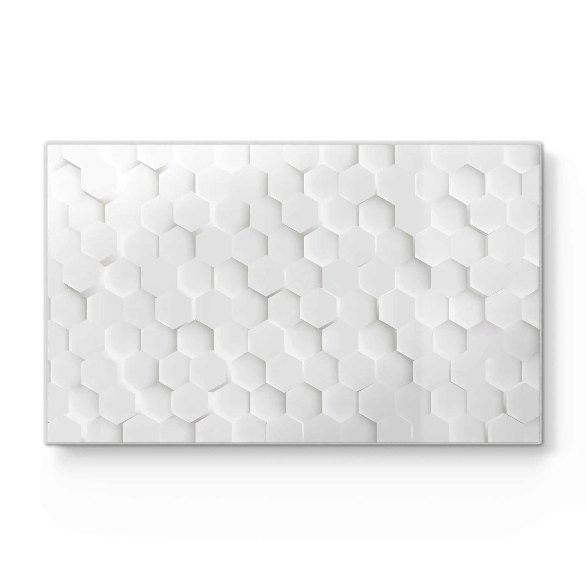 DEQORI Schneidebrett 'Weiße 3D-Waben', Glas, Platte Frühstücksbrett Schneideplatte