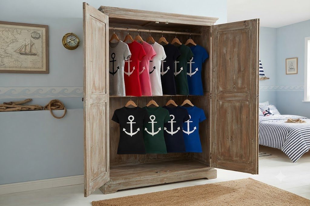 Blondie & Brownie T-Shirt Damen T-Shirt Anker Maritimes Design Baumwolle Casual Rundhals (Einzelstück, Einzelartikel) Anker Damen Shirt Basic Nautik Print